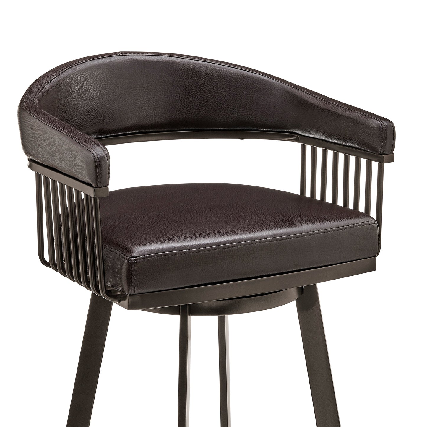Bronson Swivel Bar Stool in Various Finishes and Faux Leather Options