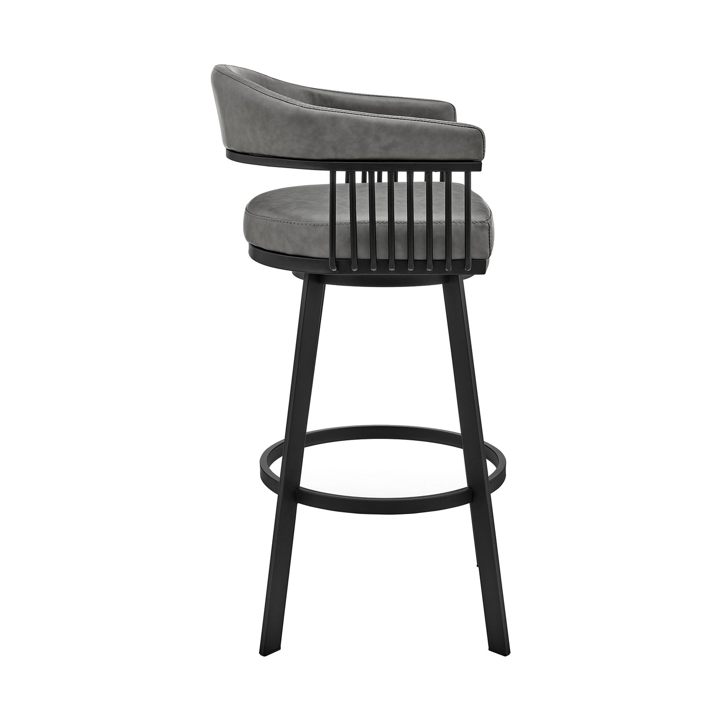 Bronson Swivel Bar Stool in Various Finishes and Faux Leather Options