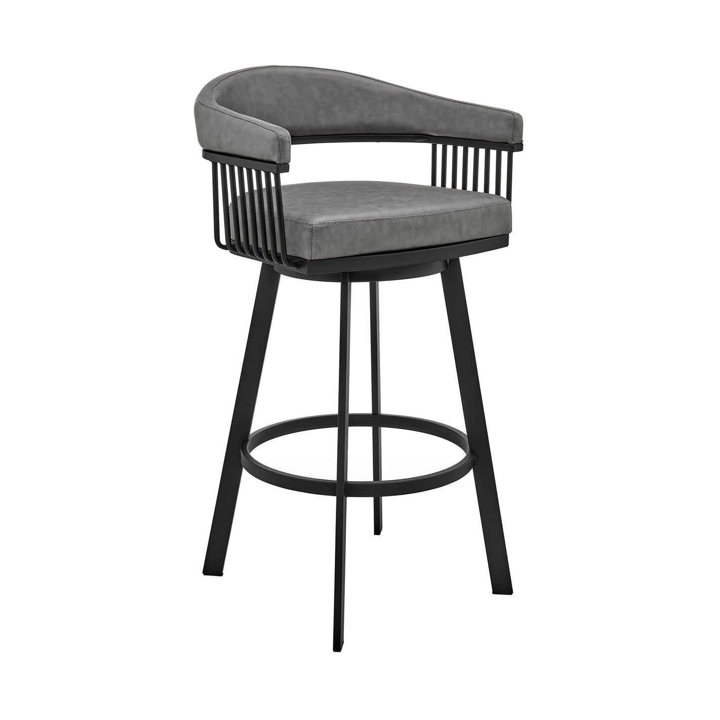 Bronson Swivel Bar Stool in Various Finishes and Faux Leather Options