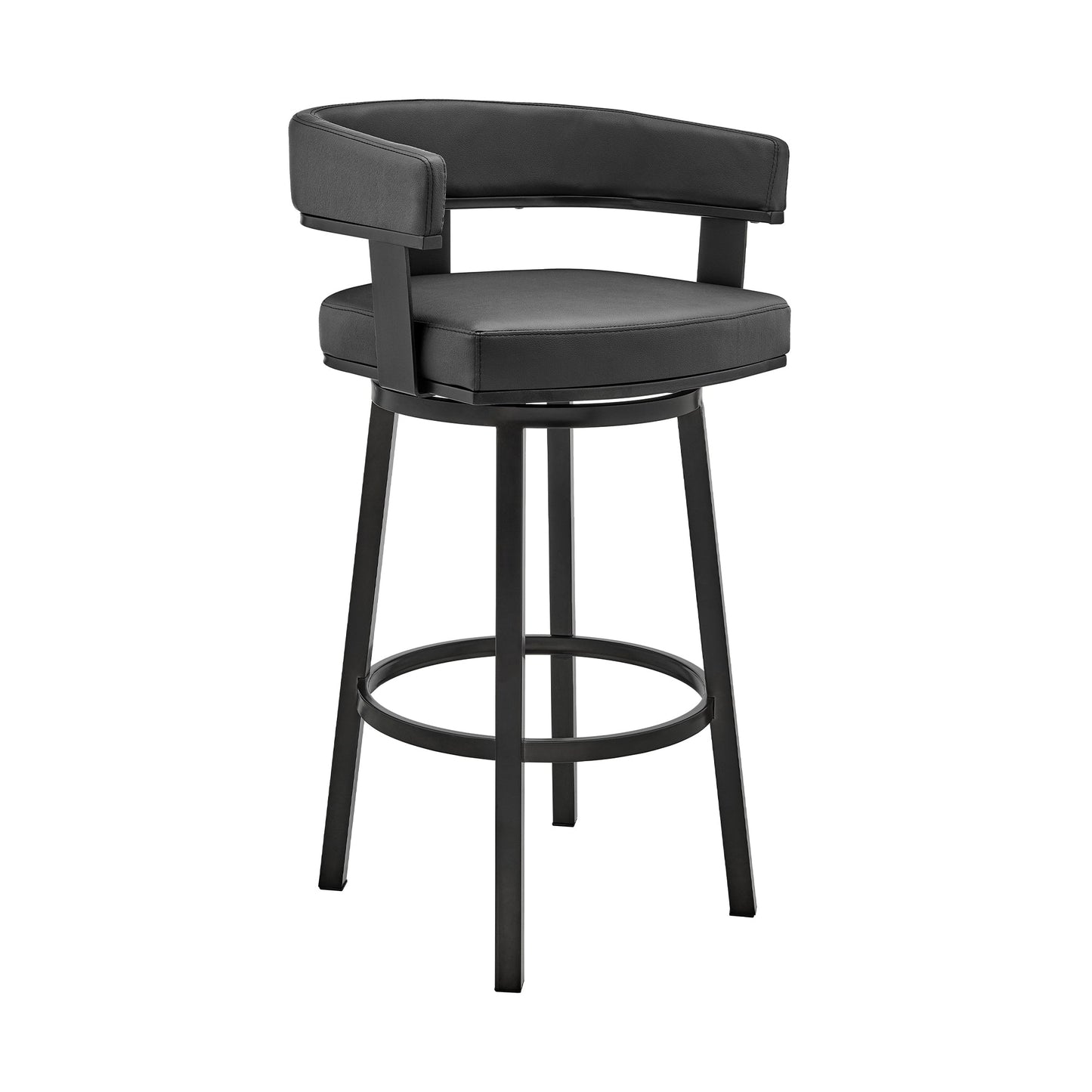 Cohen 30" and 26" Faux Leather and Brushed Stainless Steel Swivel Bar Stool Collection