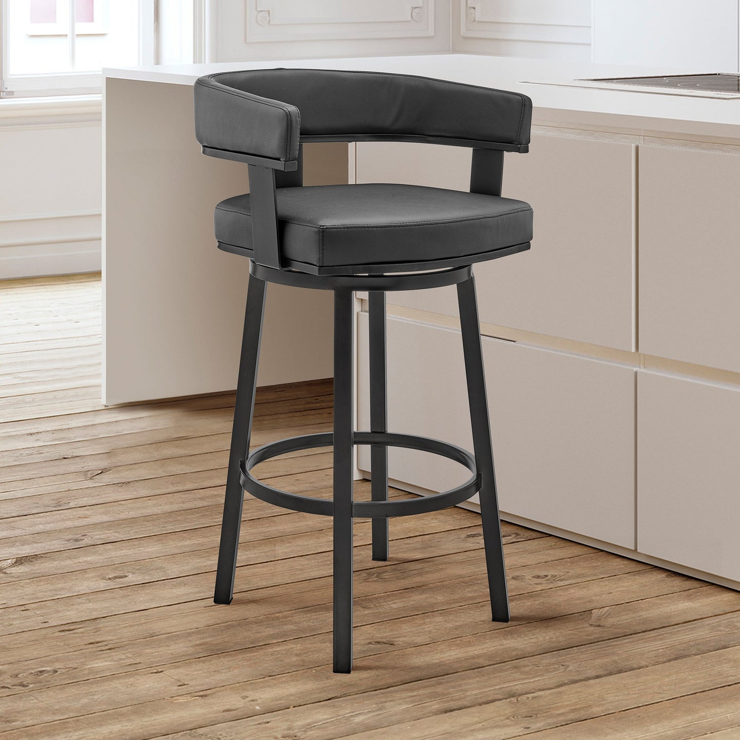 Cohen 30" and 26" Faux Leather and Brushed Stainless Steel Swivel Bar Stool Collection