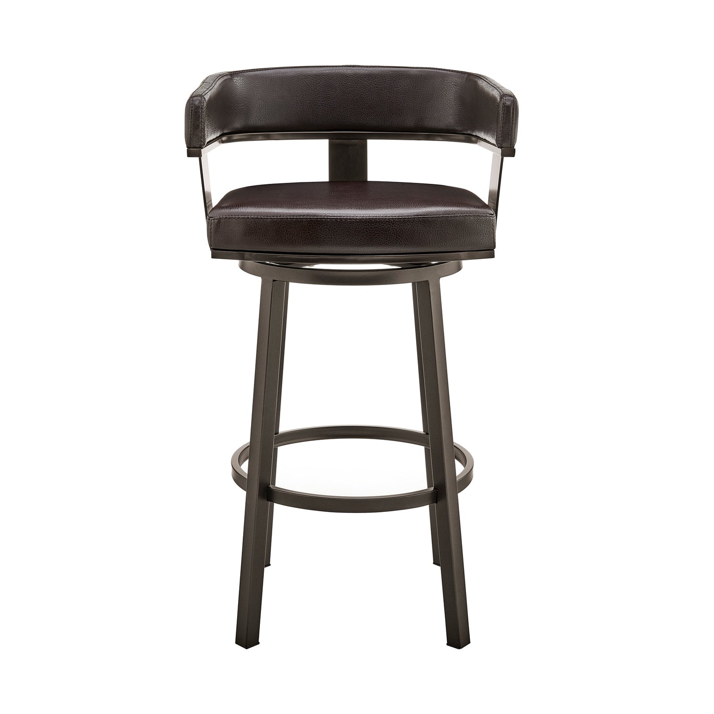 Cohen 30" and 26" Faux Leather and Brushed Stainless Steel Swivel Bar Stool Collection