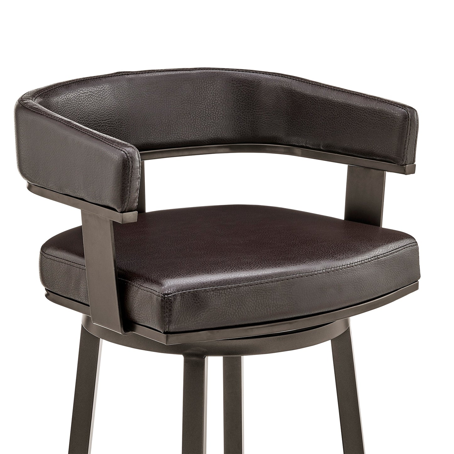 Cohen 30" and 26" Faux Leather and Brushed Stainless Steel Swivel Bar Stool Collection