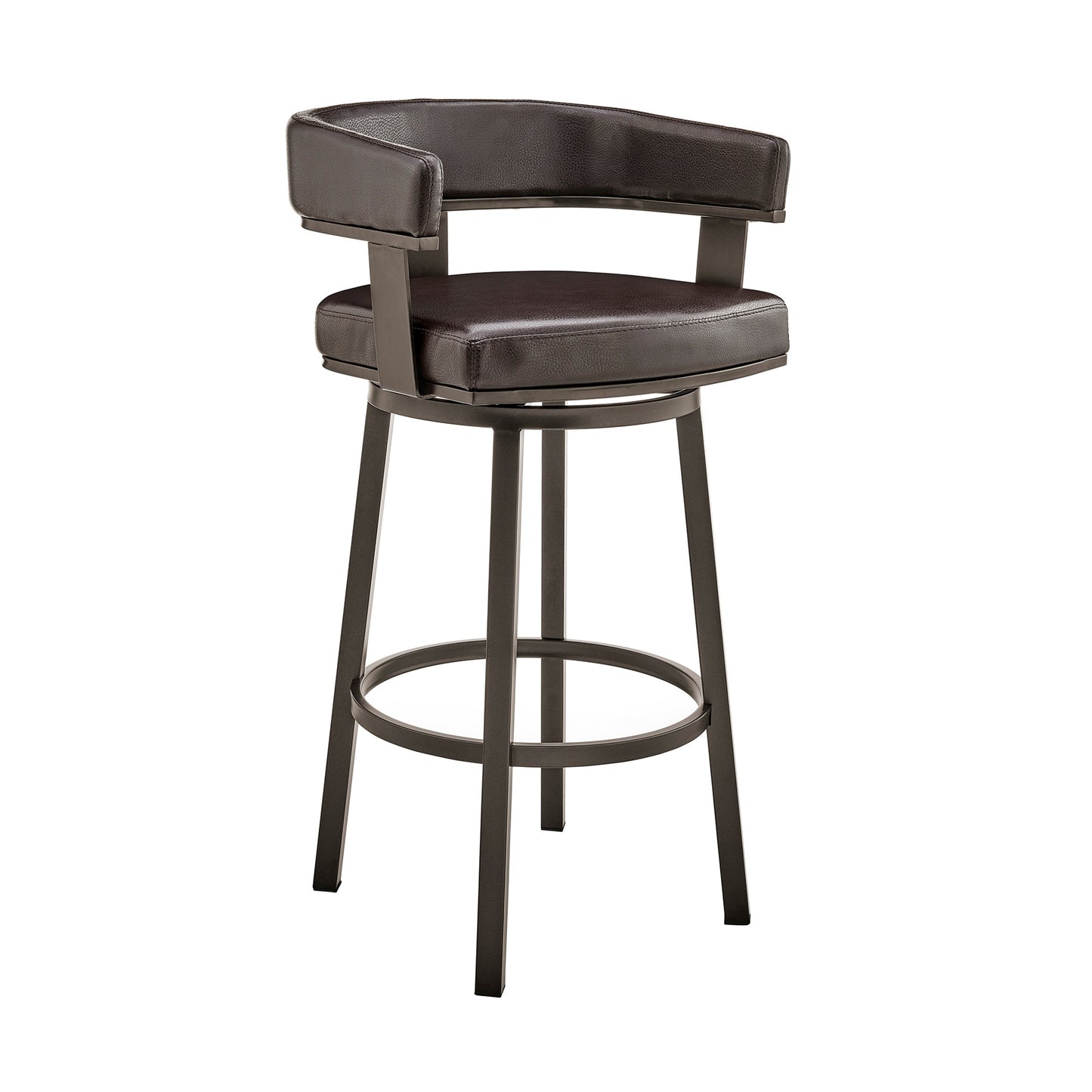 Cohen 30" and 26" Faux Leather and Brushed Stainless Steel Swivel Bar Stool Collection