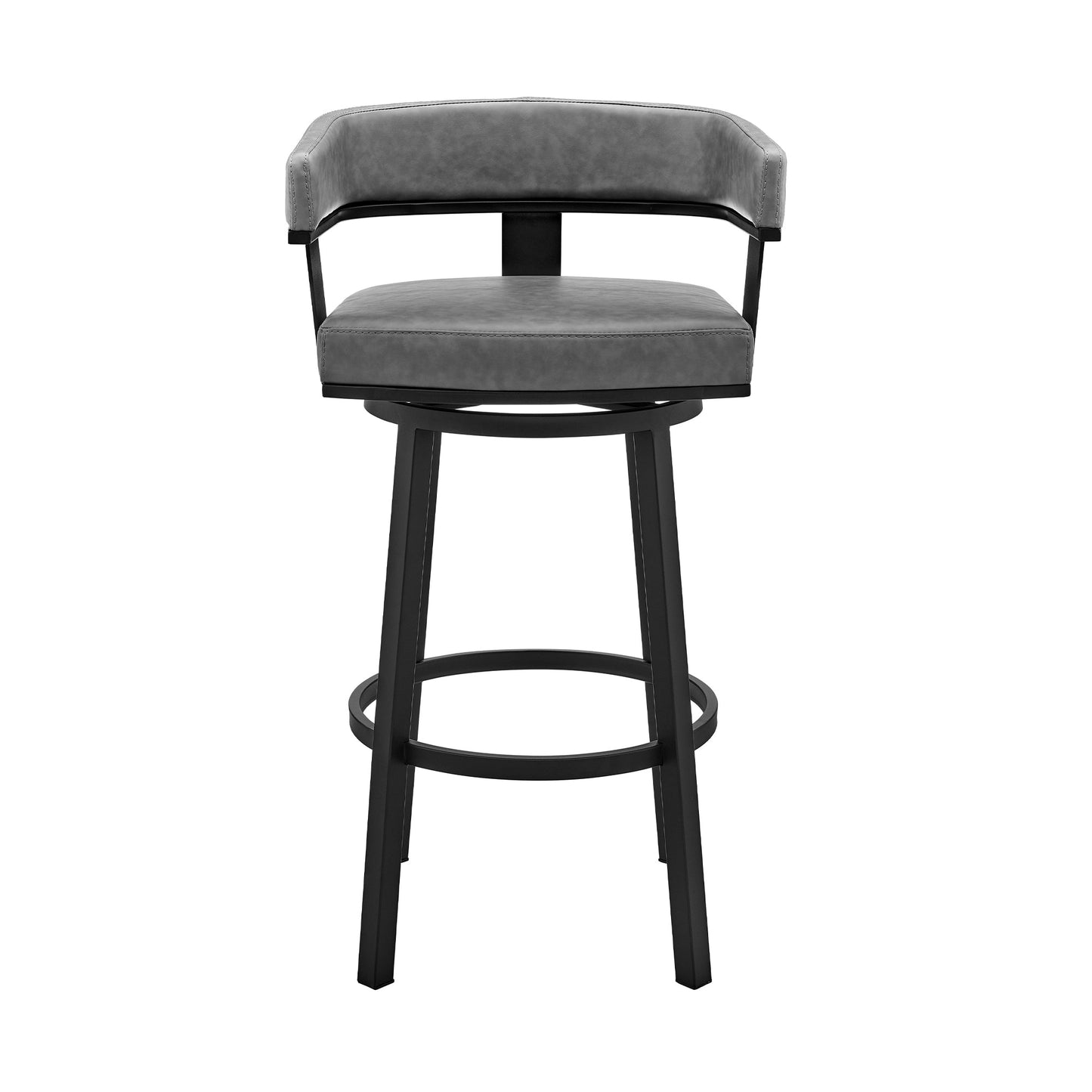 Cohen 30" and 26" Faux Leather and Brushed Stainless Steel Swivel Bar Stool Collection
