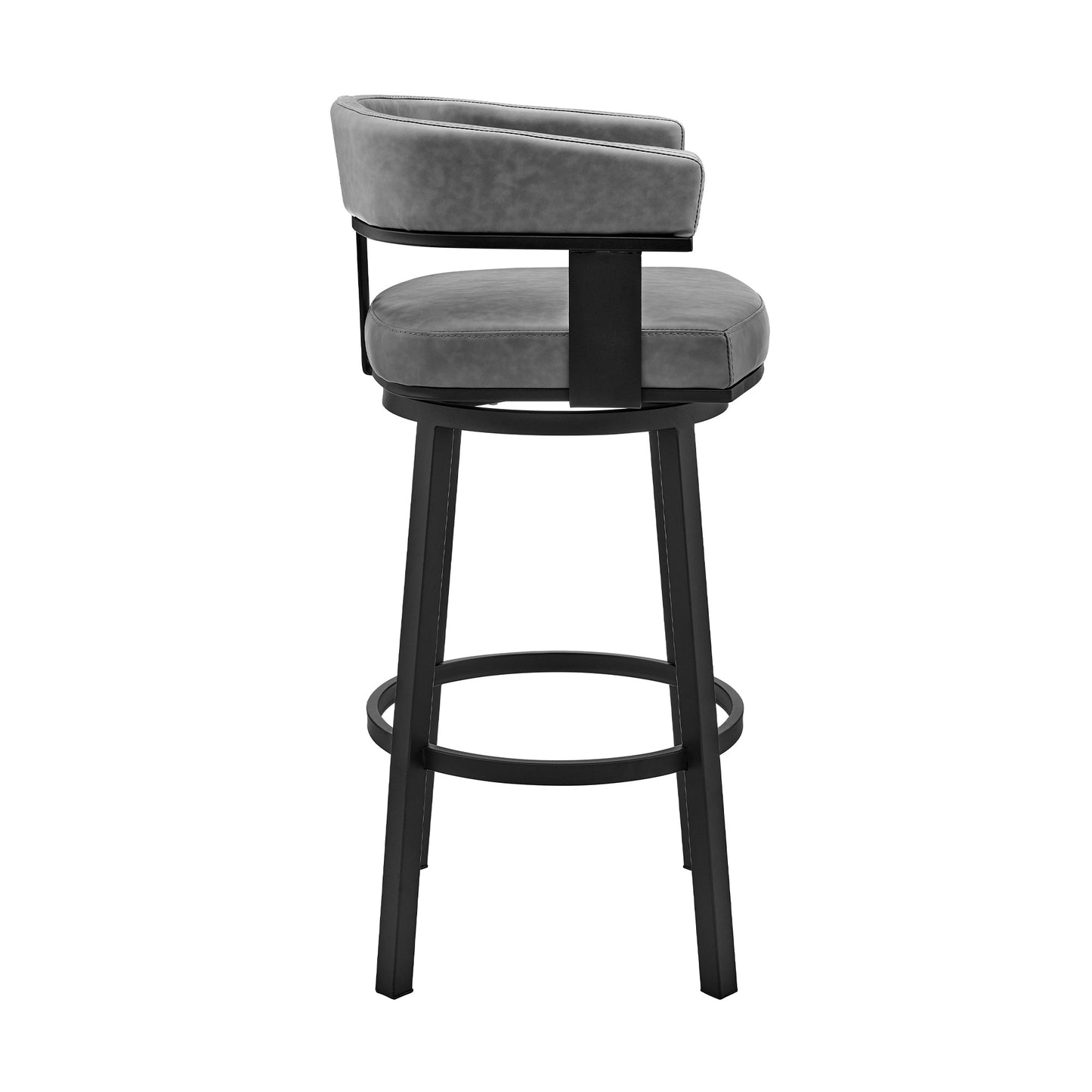Cohen 30" and 26" Faux Leather and Brushed Stainless Steel Swivel Bar Stool Collection