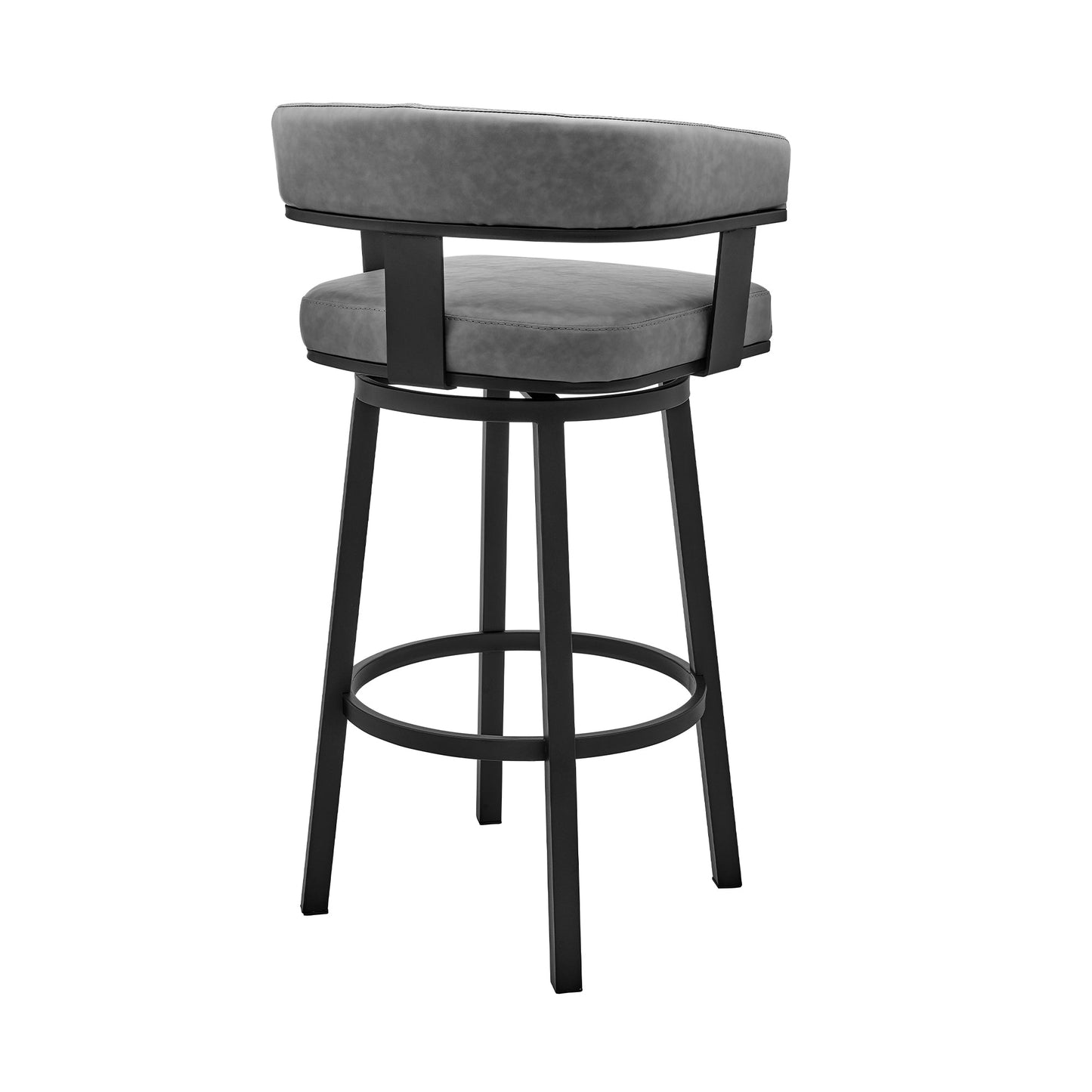 Cohen 30" and 26" Faux Leather and Brushed Stainless Steel Swivel Bar Stool Collection