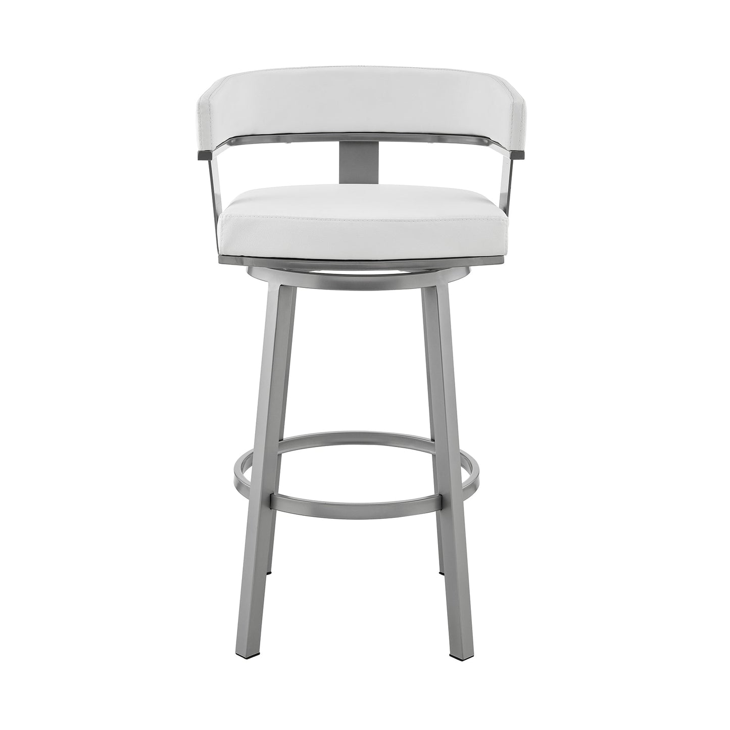 Cohen 30" and 26" Faux Leather and Brushed Stainless Steel Swivel Bar Stool Collection