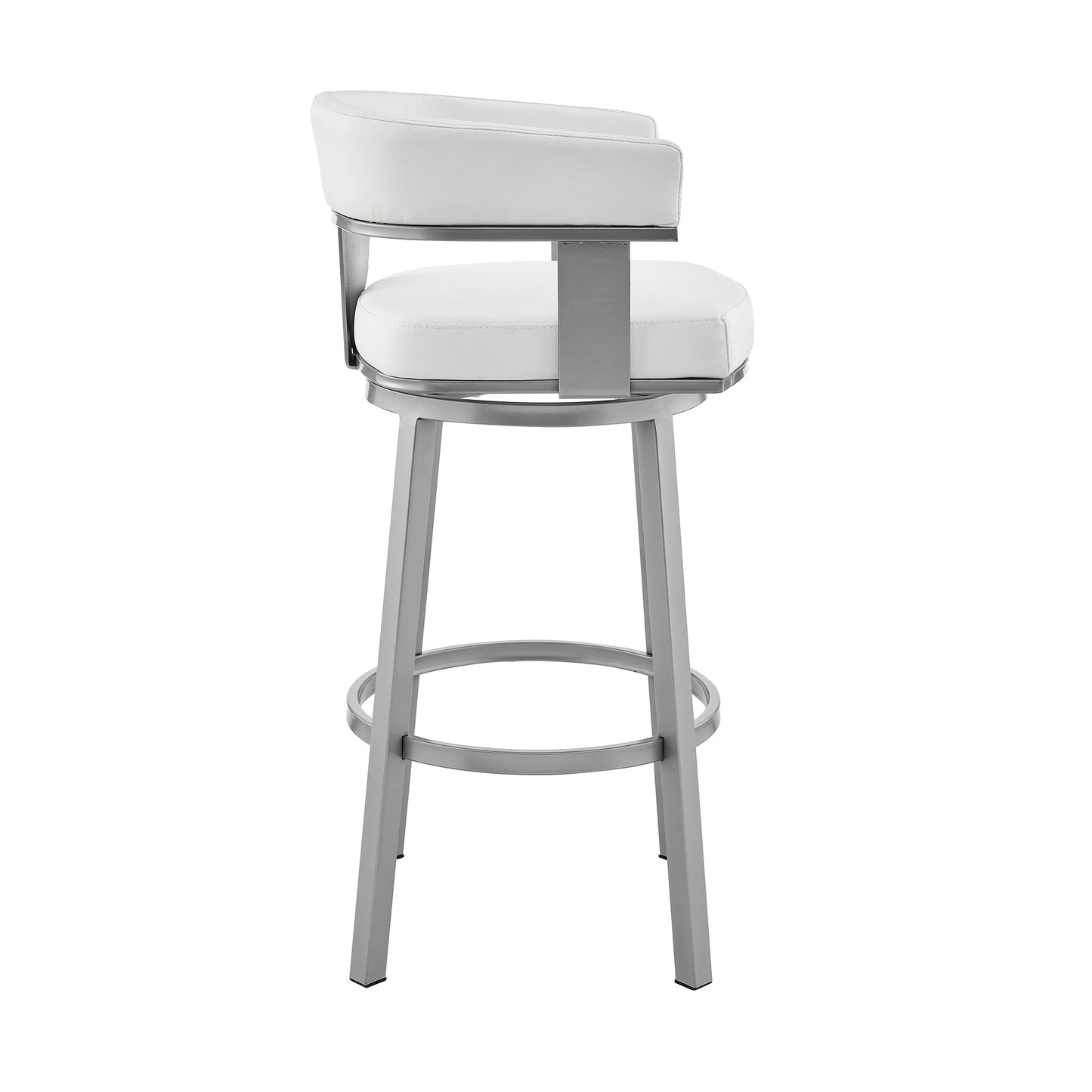 Cohen 30" and 26" Faux Leather and Brushed Stainless Steel Swivel Bar Stool Collection