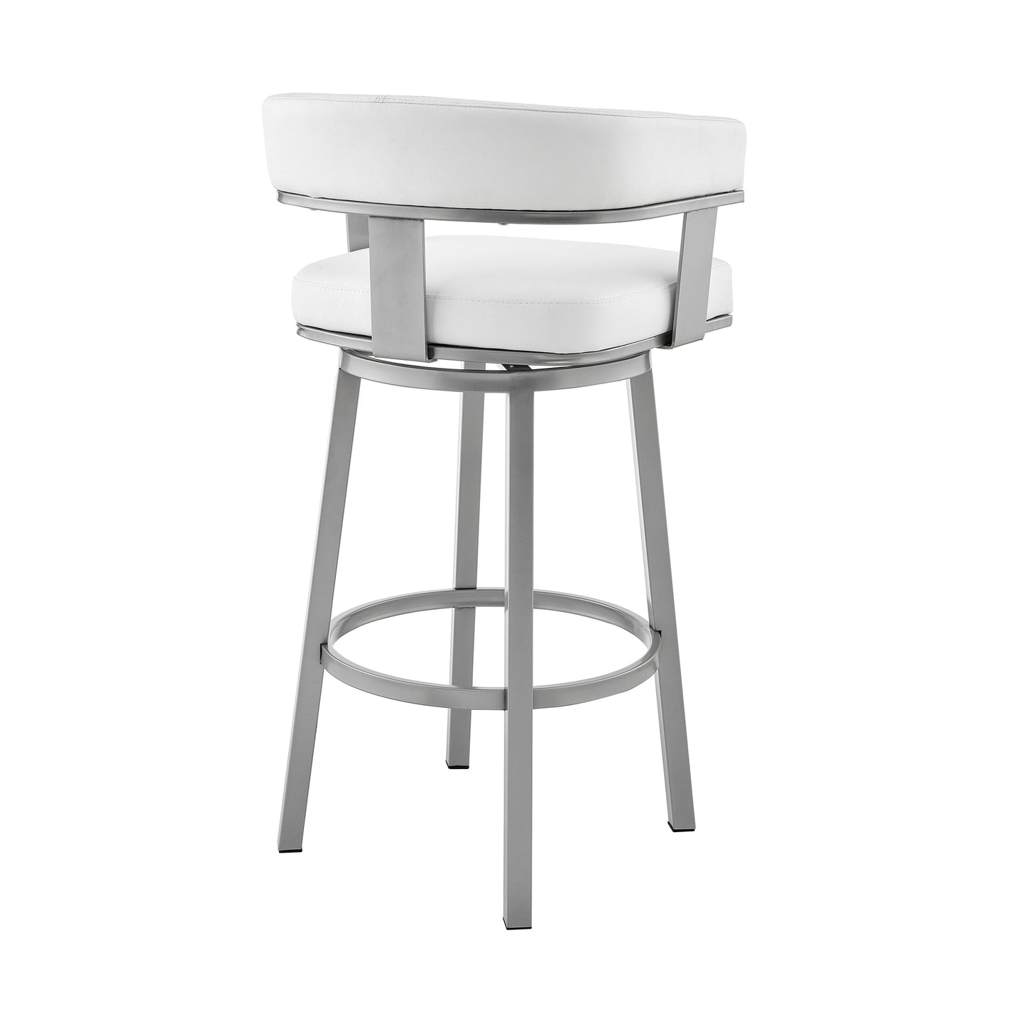 Cohen 30" and 26" Faux Leather and Brushed Stainless Steel Swivel Bar Stool Collection