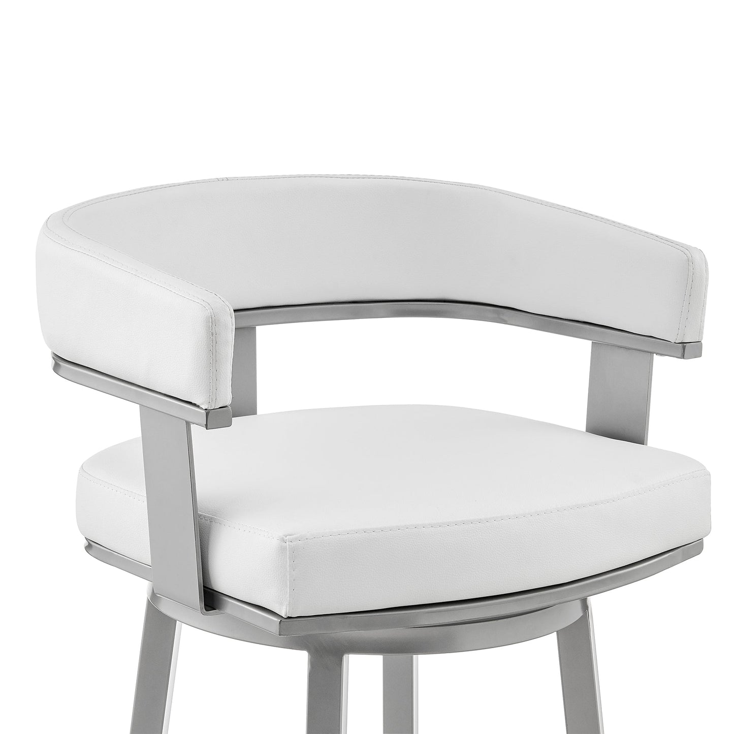 Cohen 30" and 26" Faux Leather and Brushed Stainless Steel Swivel Bar Stool Collection