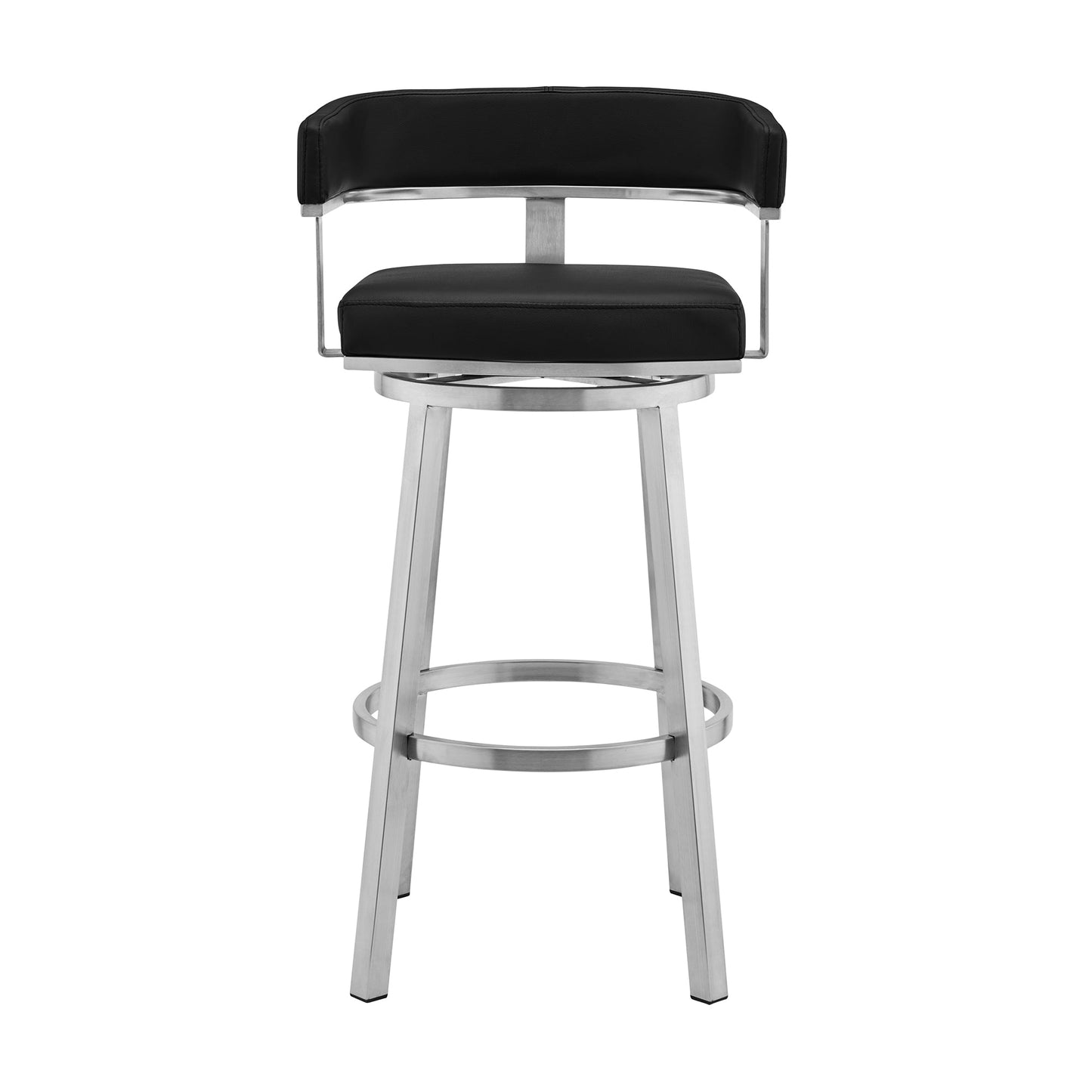 Cohen 30" and 26" Faux Leather and Brushed Stainless Steel Swivel Bar Stool Collection