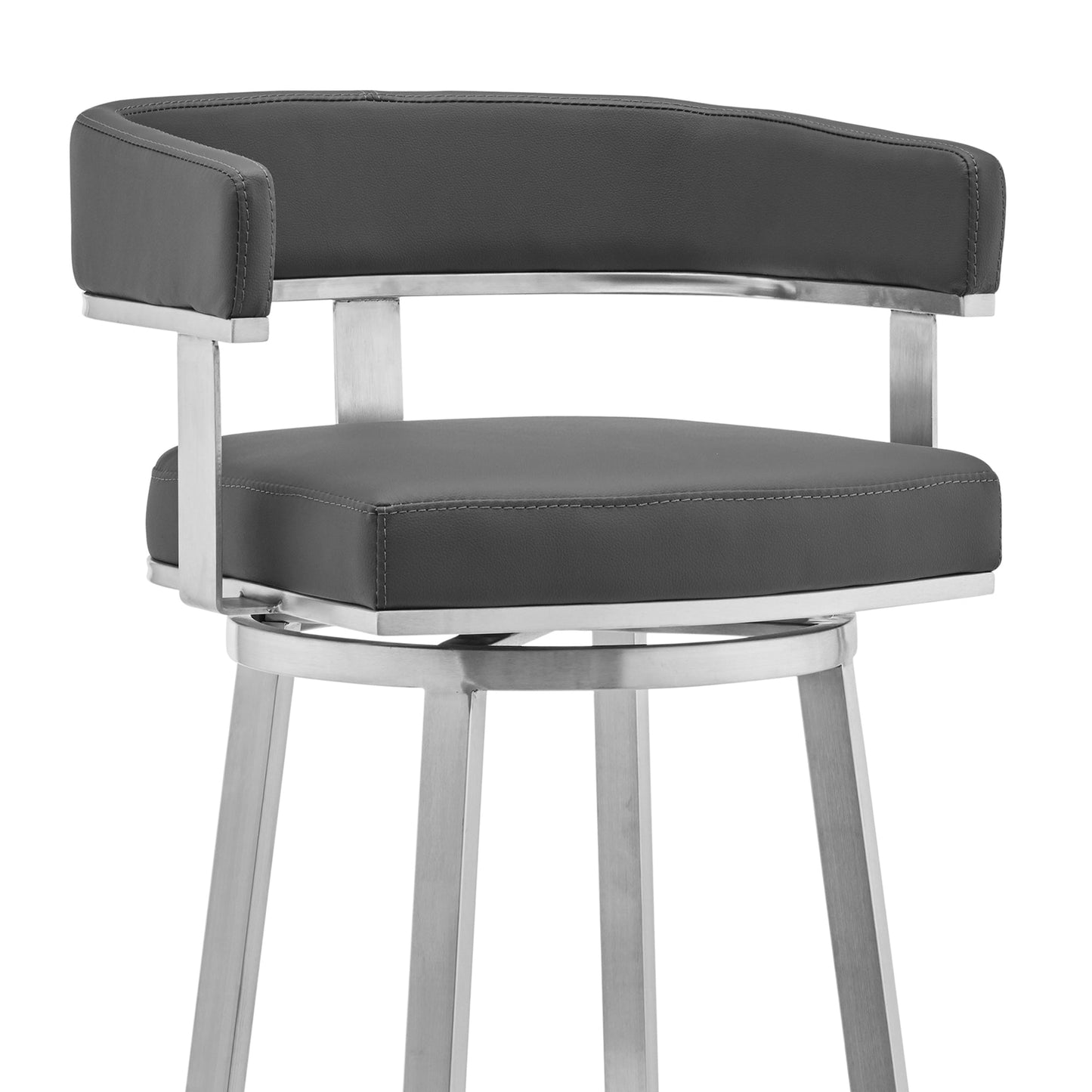 Cohen 30" and 26" Faux Leather and Brushed Stainless Steel Swivel Bar Stool Collection