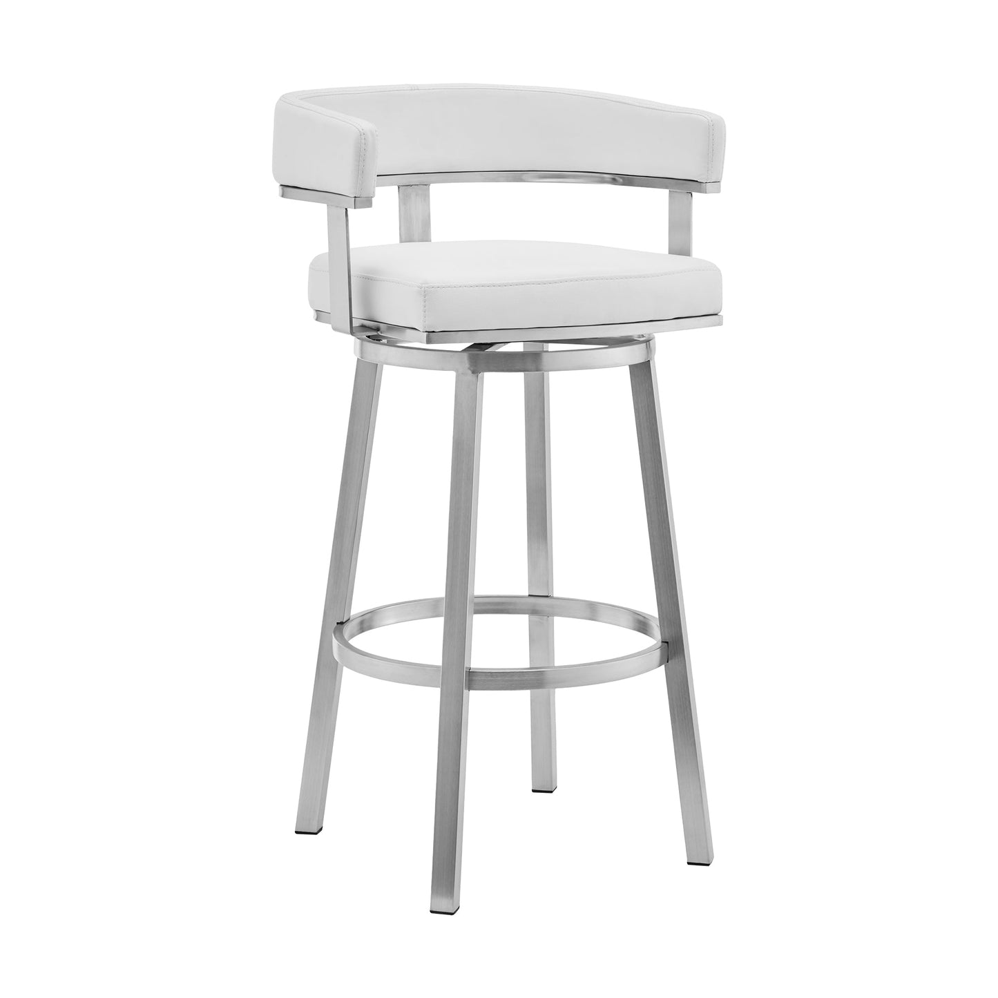 Cohen 30" and 26" Faux Leather and Brushed Stainless Steel Swivel Bar Stool Collection
