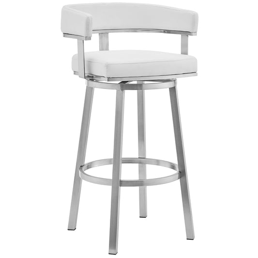 Cohen 30" and 26" Faux Leather and Brushed Stainless Steel Swivel Bar Stool Collection