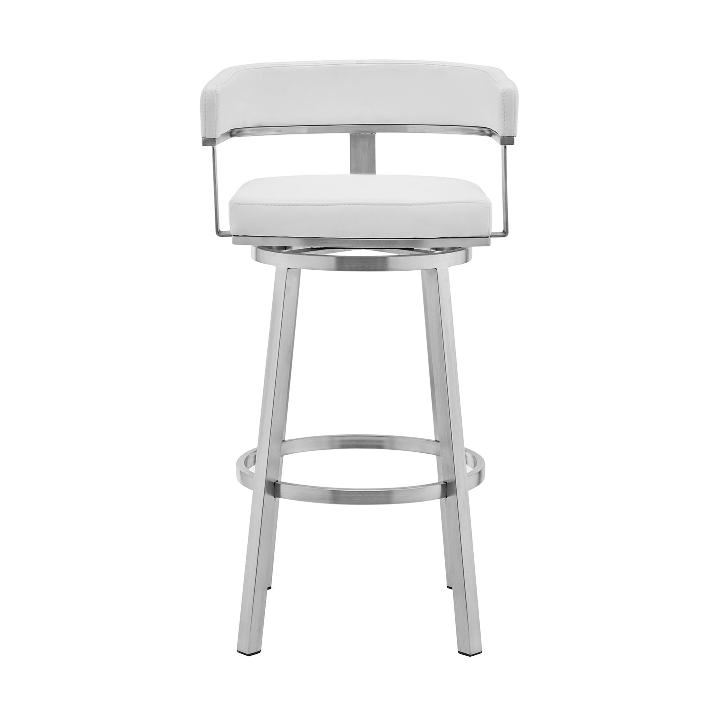 Cohen 30" and 26" Faux Leather and Brushed Stainless Steel Swivel Bar Stool Collection