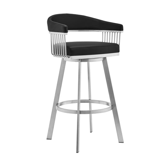 Bronson Swivel Bar Stool in Various Finishes and Faux Leather Options