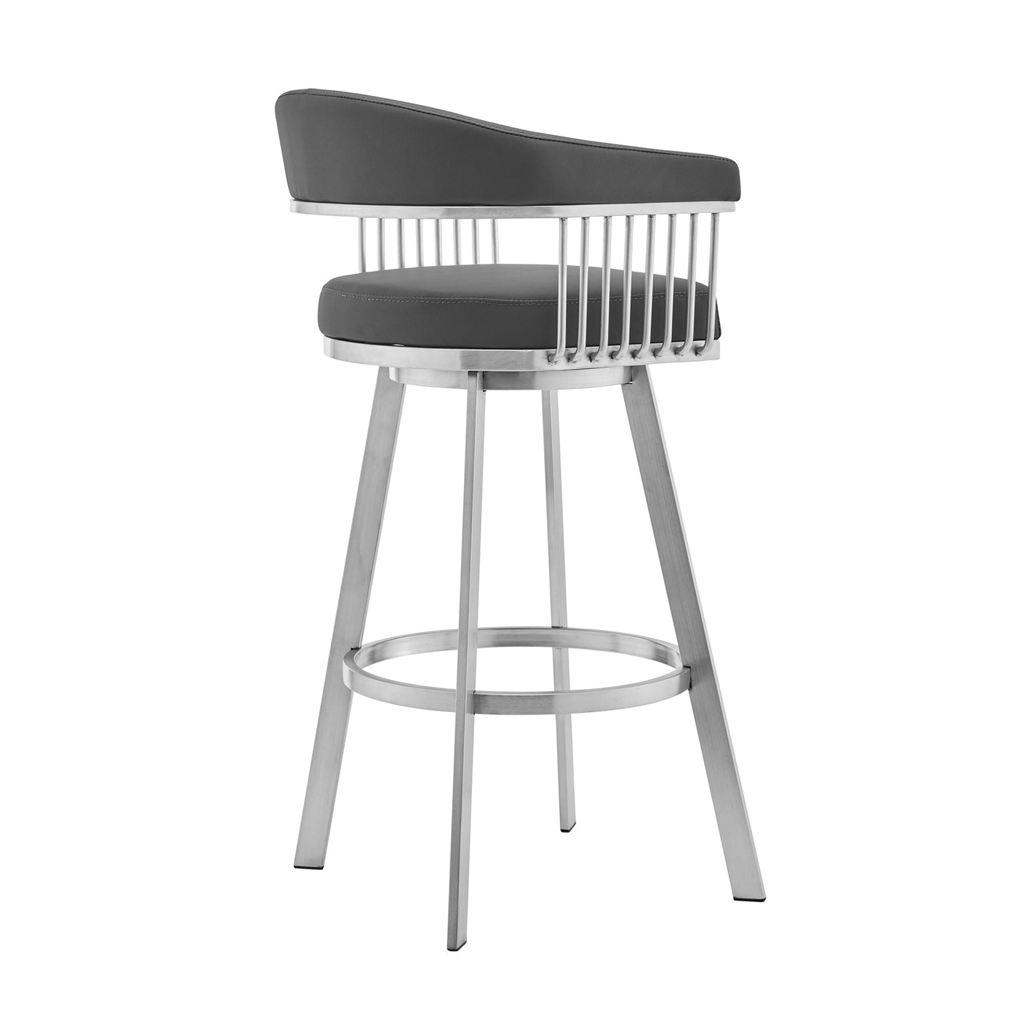 Bronson Swivel Bar Stool in Various Finishes and Faux Leather Options