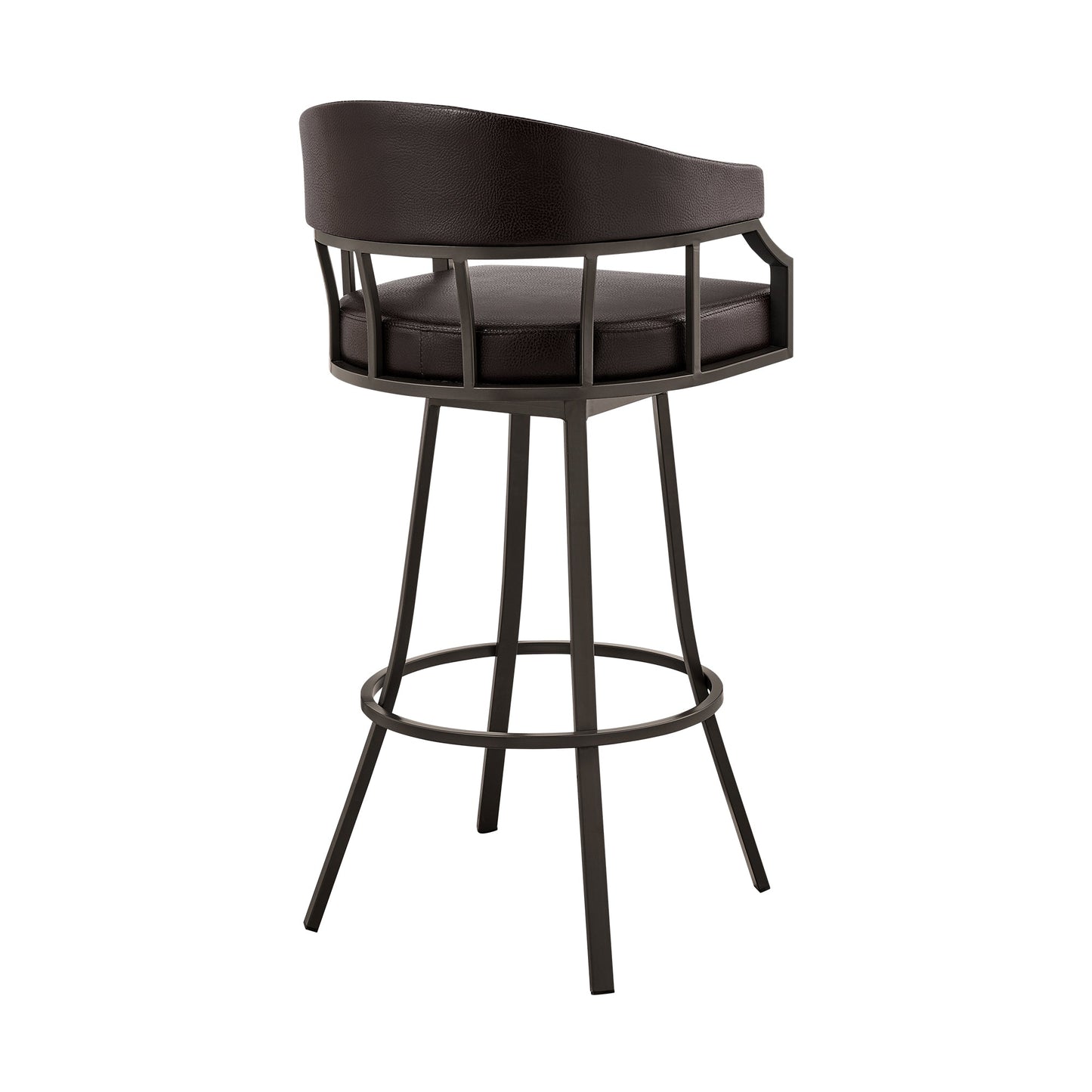 Palmdale Swivel Faux Leather Bar Stool in Various Heights and Metal Finishes