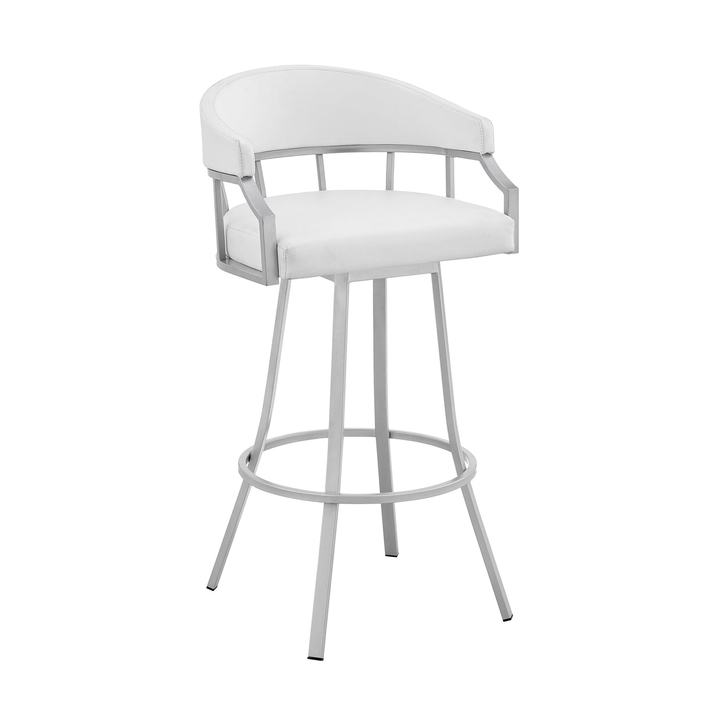 Palmdale Swivel Faux Leather Bar Stool in Various Heights and Metal Finishes