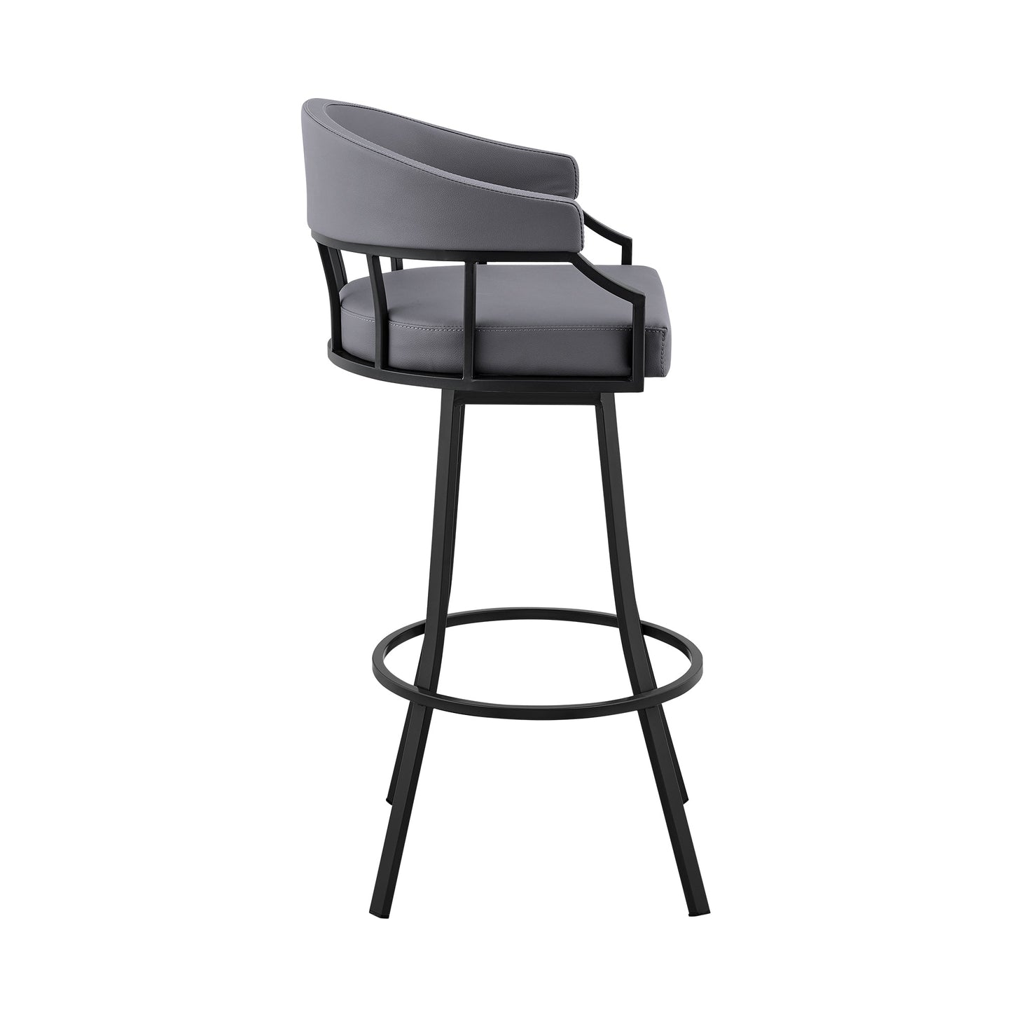 Palmdale Swivel Faux Leather Bar Stool in Various Heights and Metal Finishes