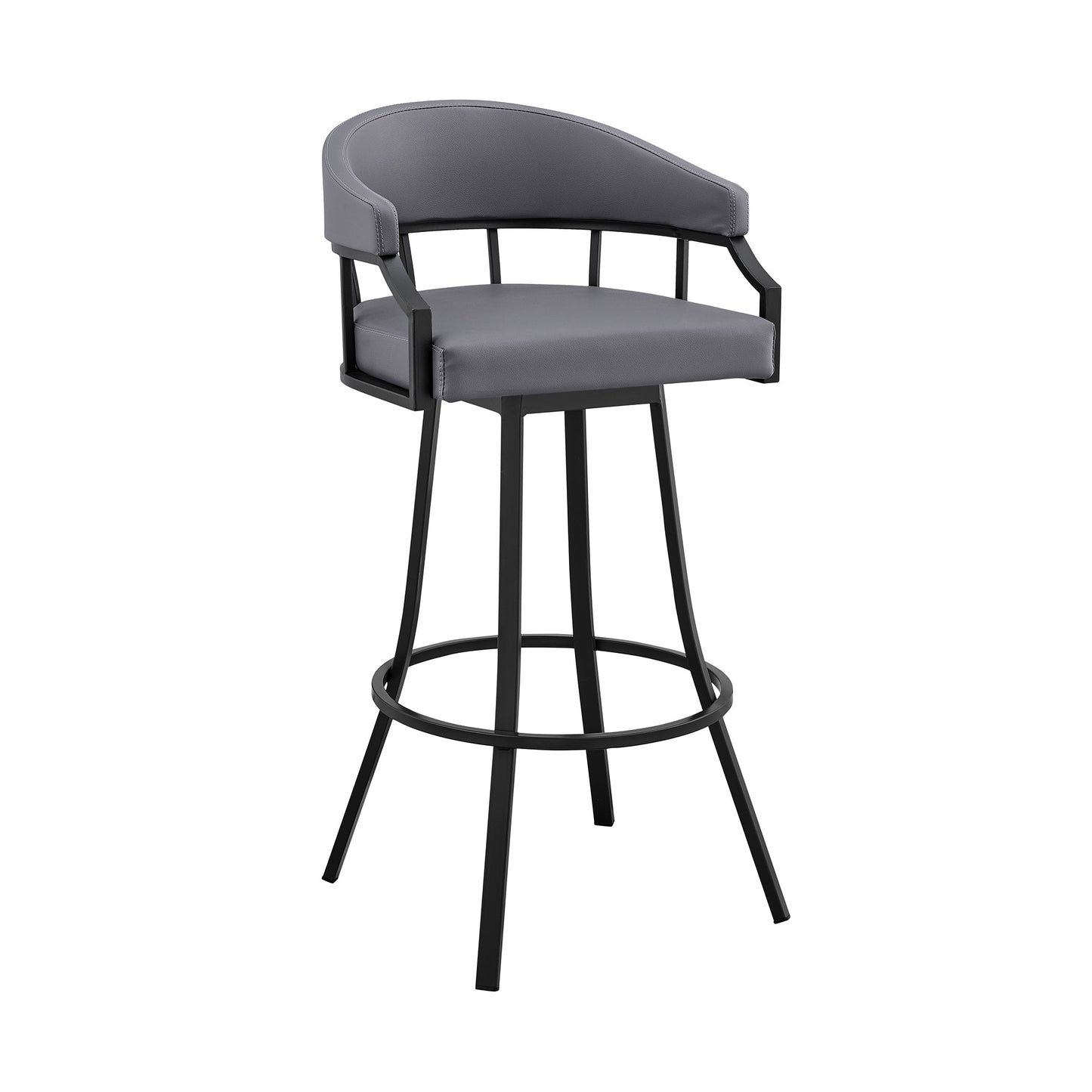 Palmdale Swivel Faux Leather Bar Stool in Various Heights and Metal Finishes