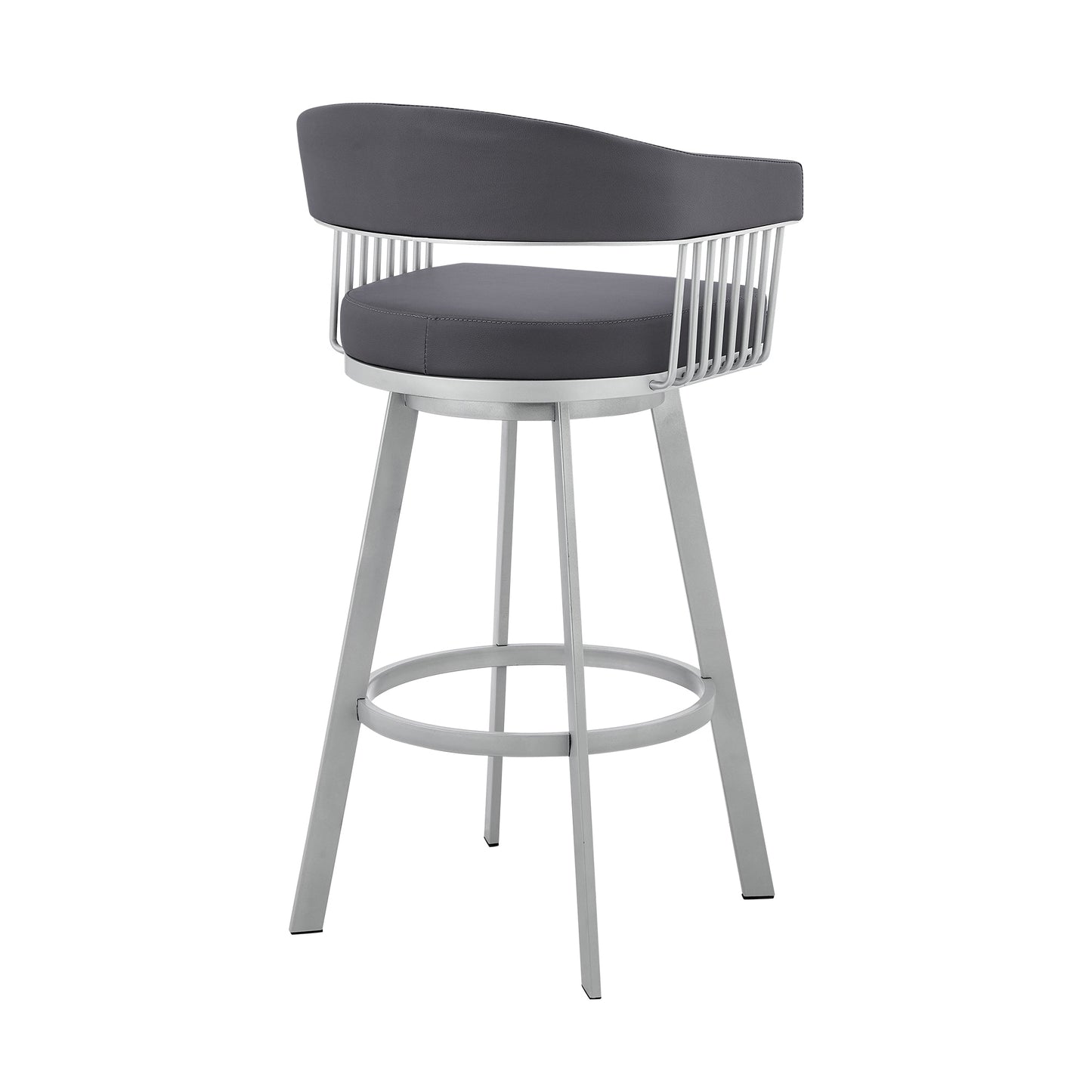 Bronson Swivel Bar Stool in Various Finishes and Faux Leather Options