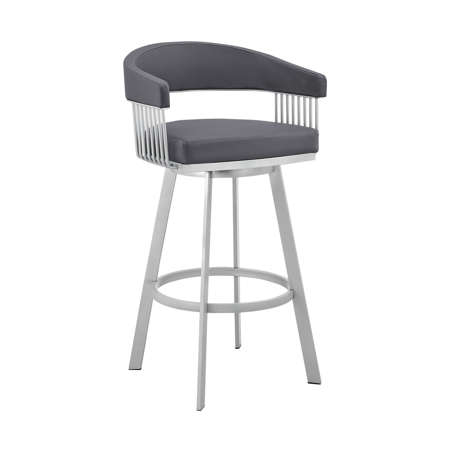 Bronson Swivel Bar Stool in Various Finishes and Faux Leather Options