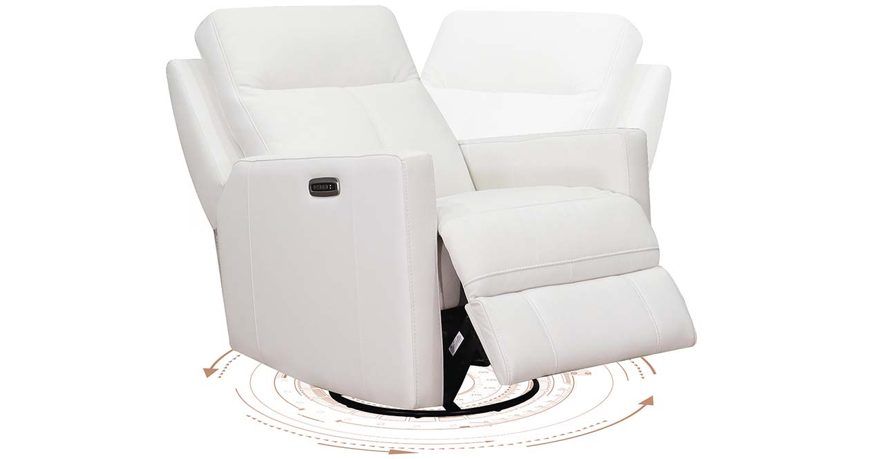 Vienna Power Headrest Swivel Rocker Leather Recliner