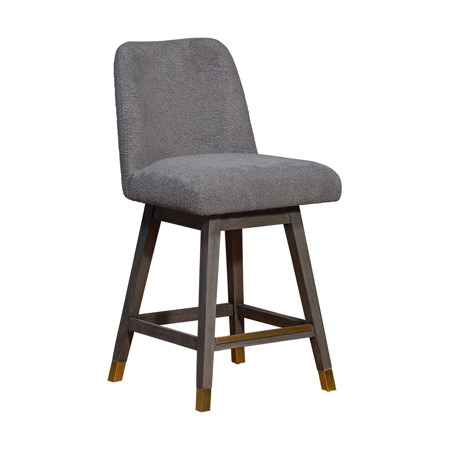 Amalie Swivel Bar and Counter Stool in Oak Wood Finish with Fabric Upholstery