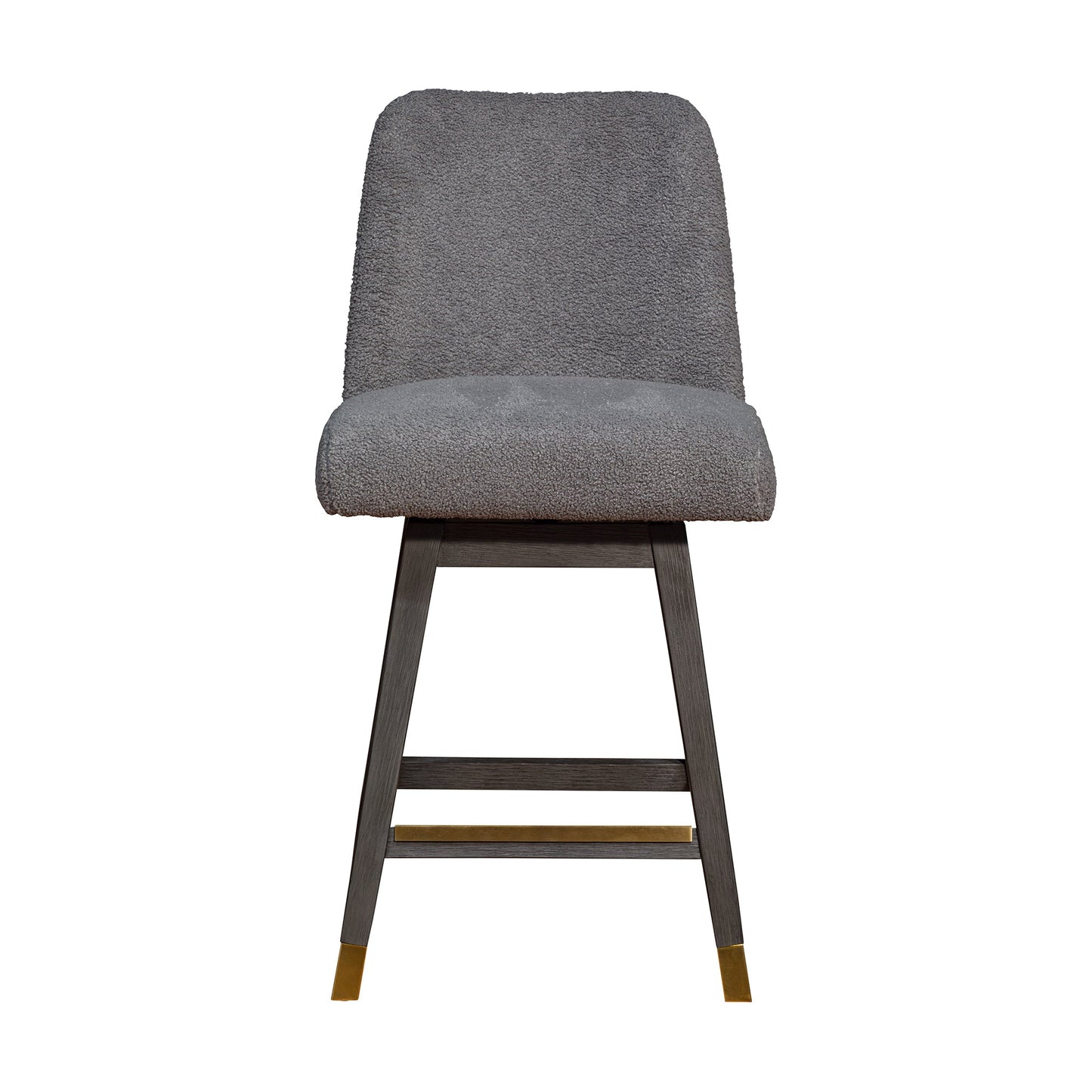 Amalie Swivel Bar and Counter Stool in Oak Wood Finish with Fabric Upholstery