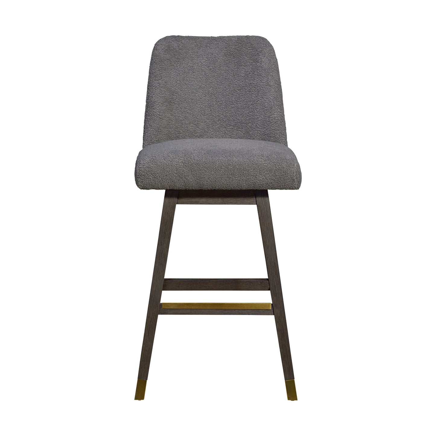 Amalie Swivel Bar and Counter Stool in Oak Wood Finish with Fabric Upholstery