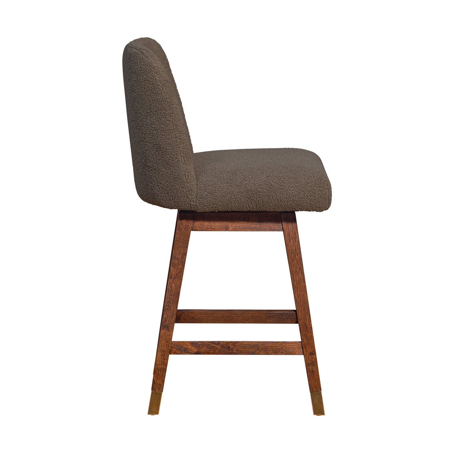 Amalie Swivel Bar and Counter Stool in Oak Wood Finish with Fabric Upholstery