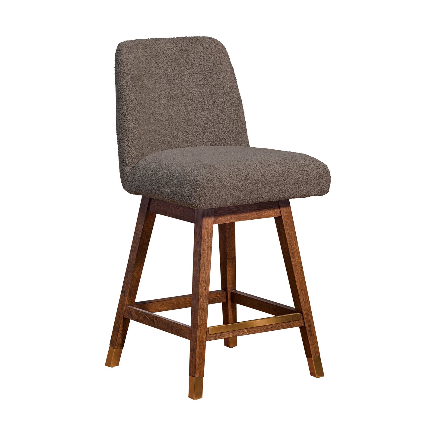 Amalie Swivel Bar and Counter Stool in Oak Wood Finish with Fabric Upholstery