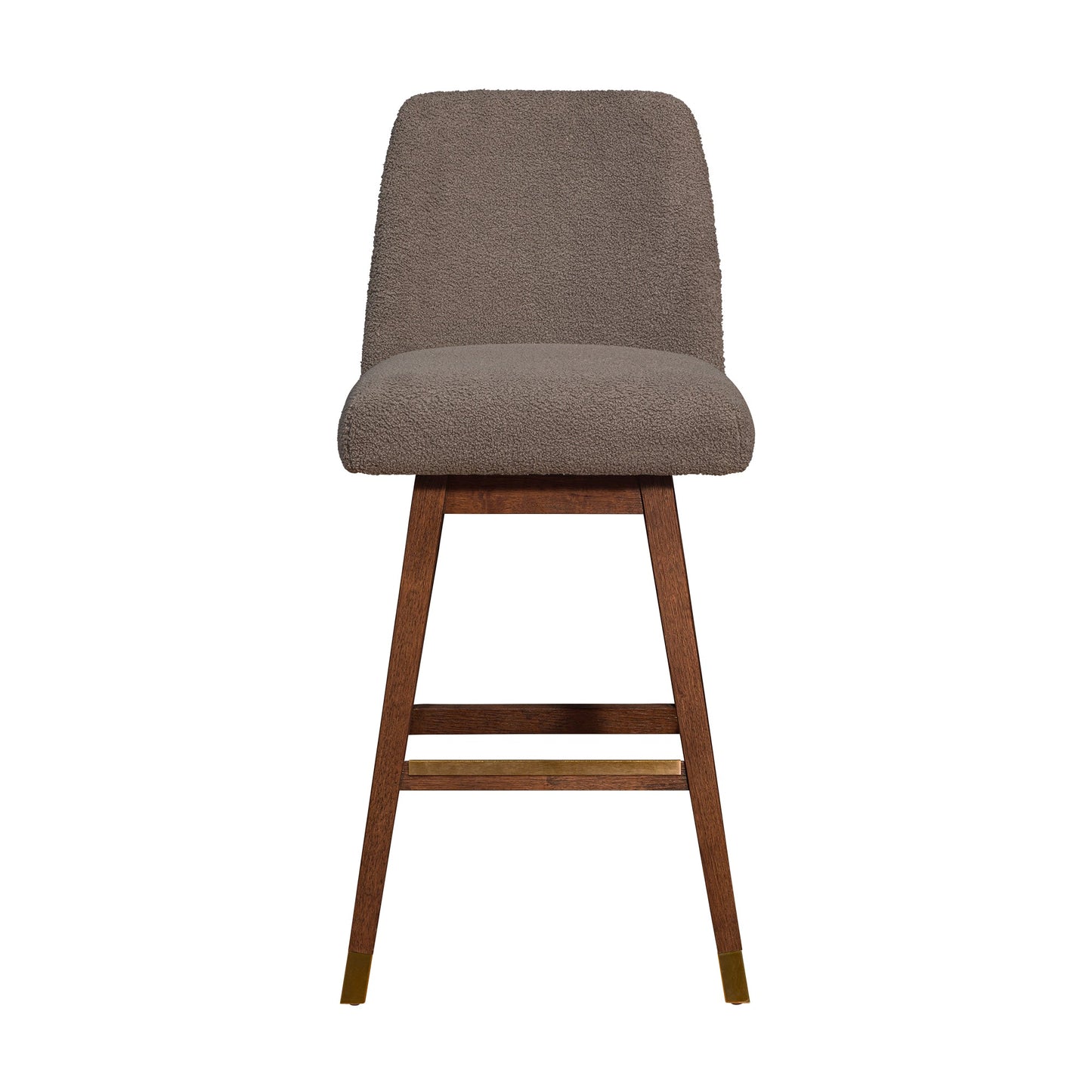 Amalie Swivel Bar and Counter Stool in Oak Wood Finish with Fabric Upholstery