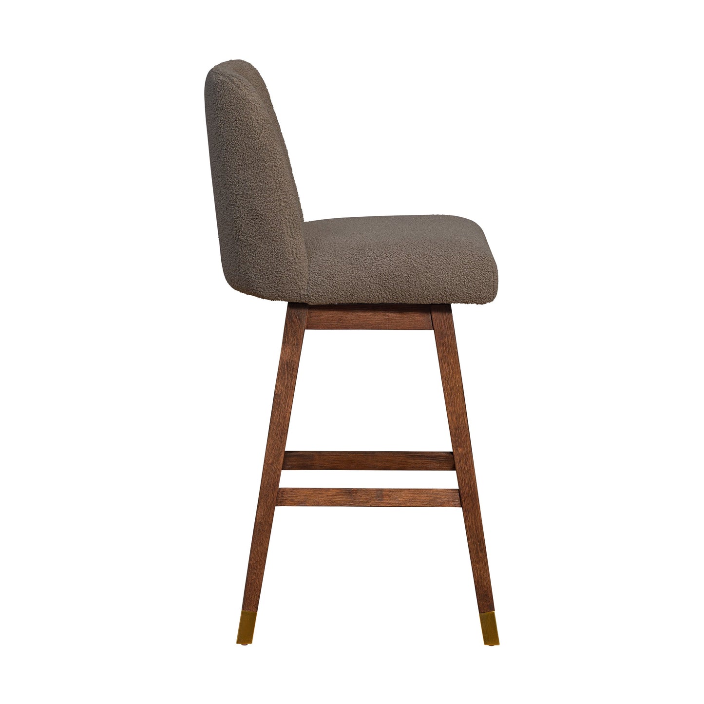 Amalie Swivel Bar and Counter Stool in Oak Wood Finish with Fabric Upholstery