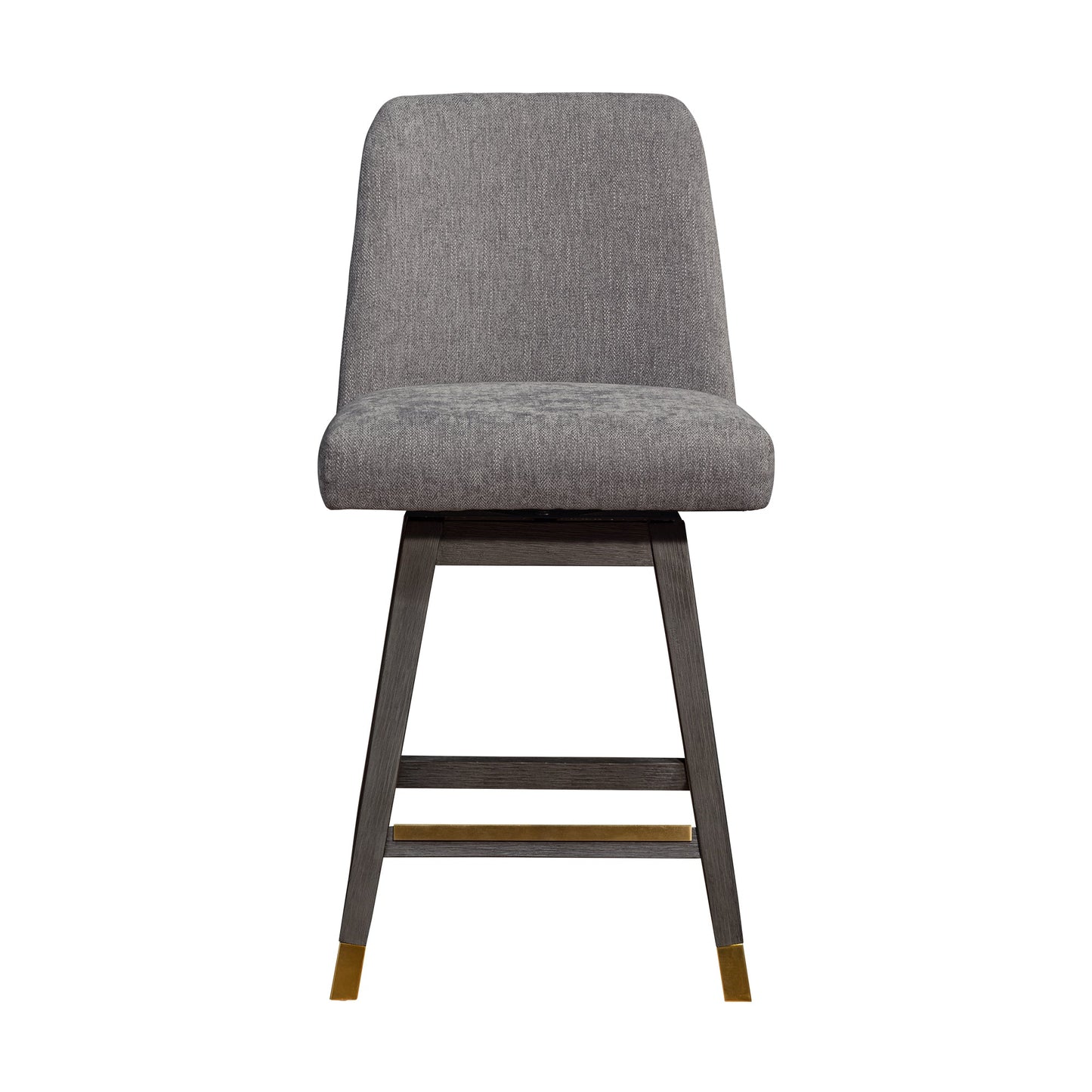 Amalie Swivel Bar and Counter Stool in Oak Wood Finish with Fabric Upholstery