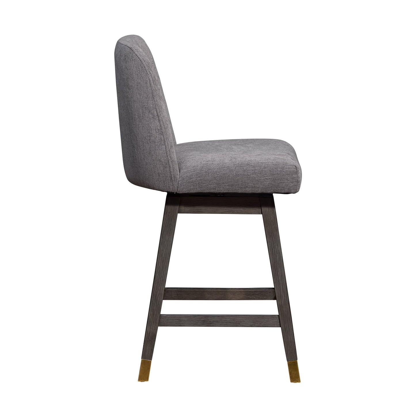 Amalie Swivel Bar and Counter Stool in Oak Wood Finish with Fabric Upholstery