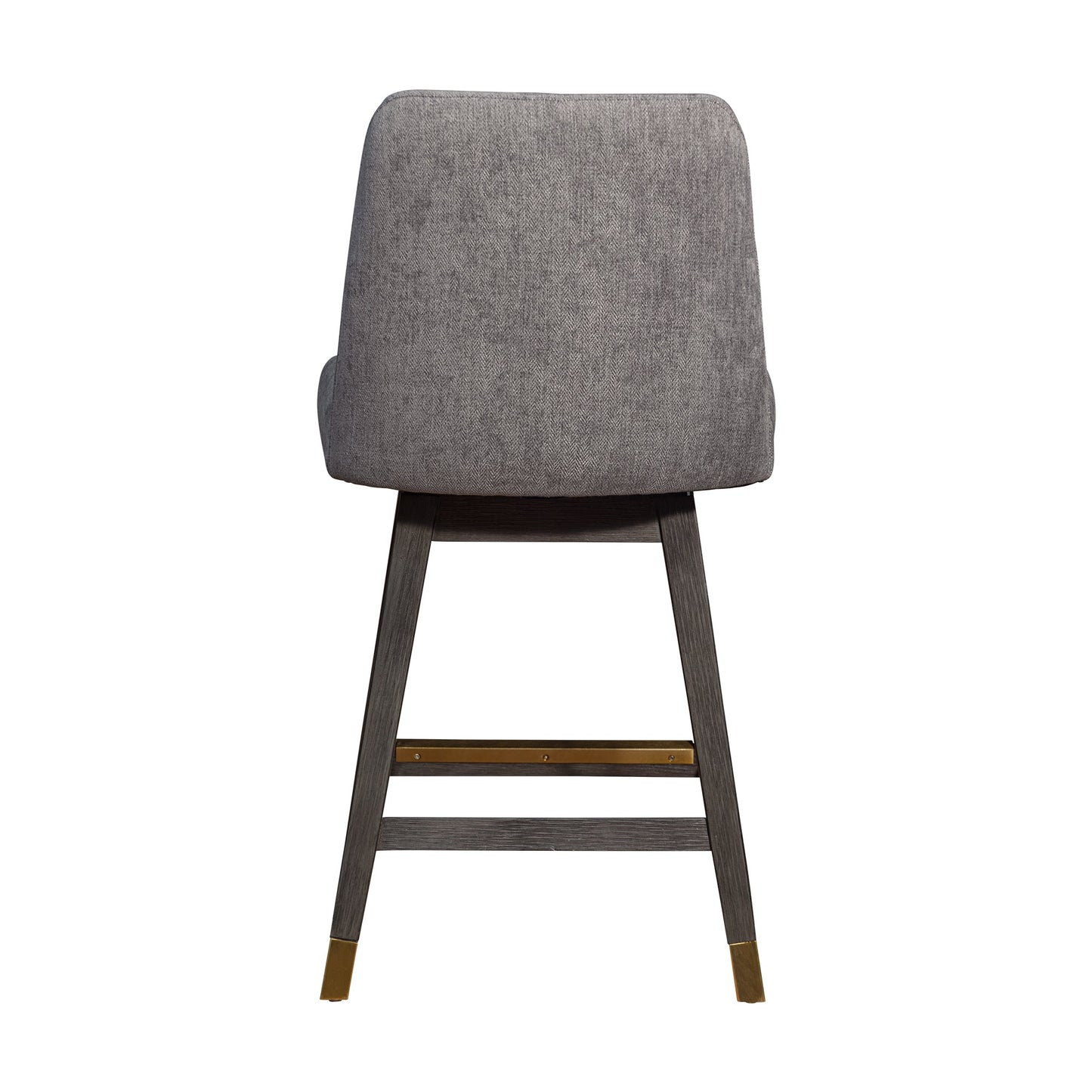 Amalie Swivel Bar and Counter Stool in Oak Wood Finish with Fabric Upholstery