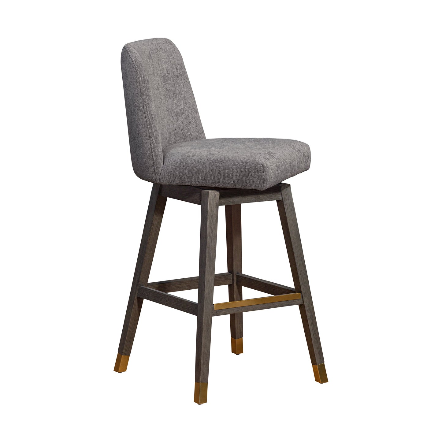 Amalie Swivel Bar and Counter Stool in Oak Wood Finish with Fabric Upholstery