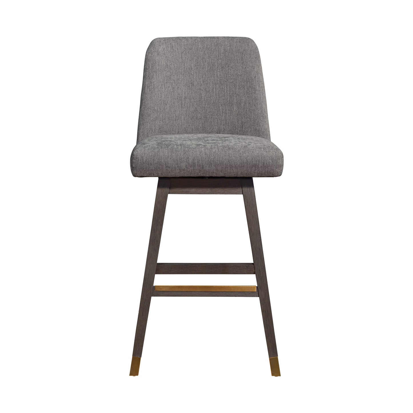 Amalie Swivel Bar and Counter Stool in Oak Wood Finish with Fabric Upholstery
