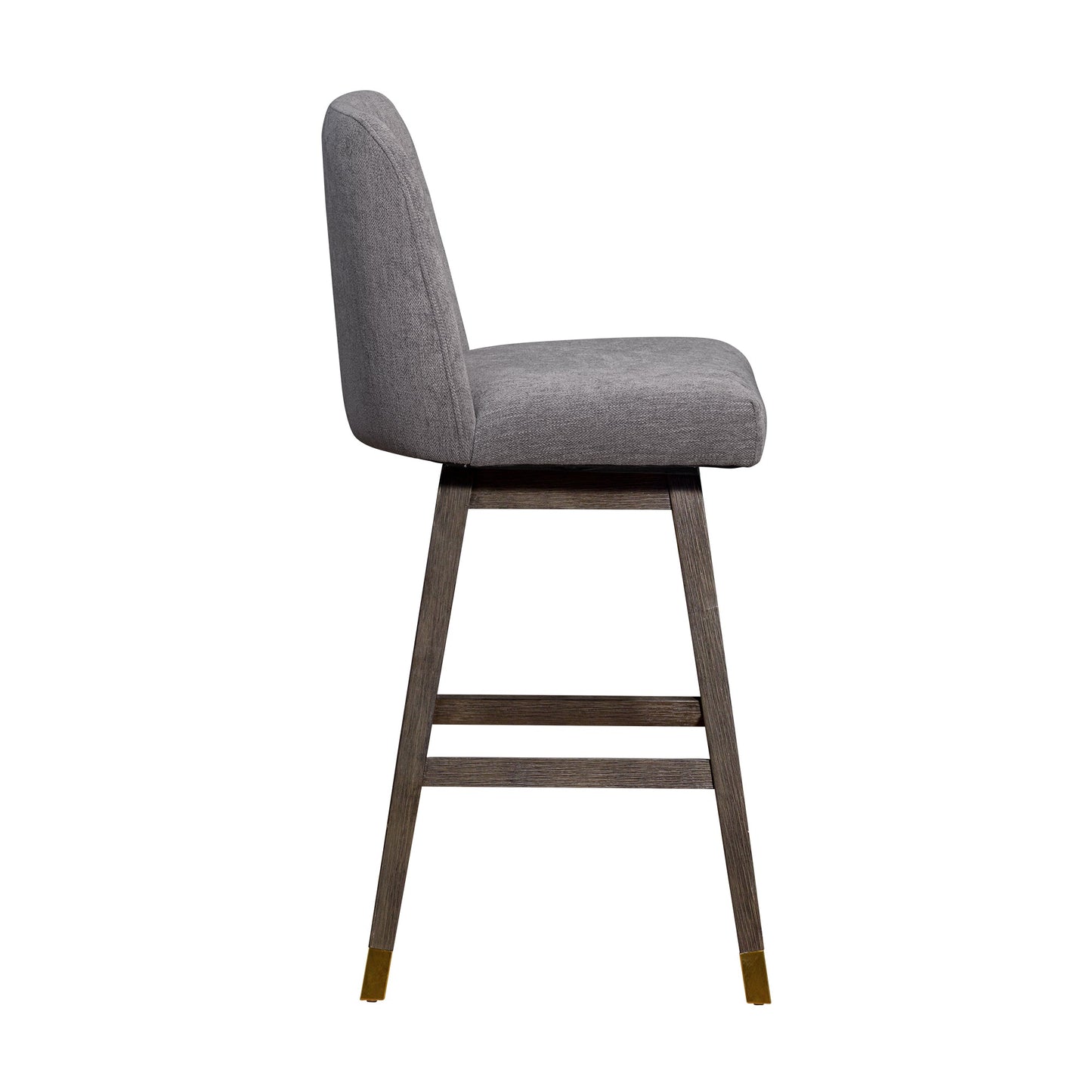 Amalie Swivel Bar and Counter Stool in Oak Wood Finish with Fabric Upholstery