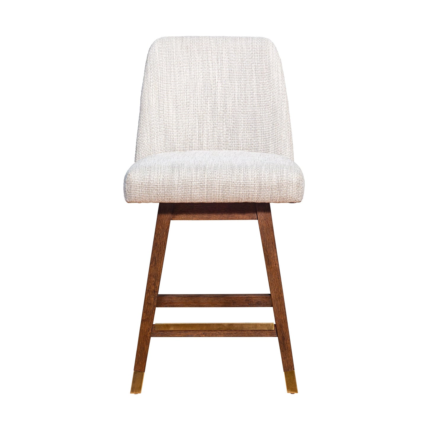Amalie Swivel Bar and Counter Stool in Oak Wood Finish with Fabric Upholstery