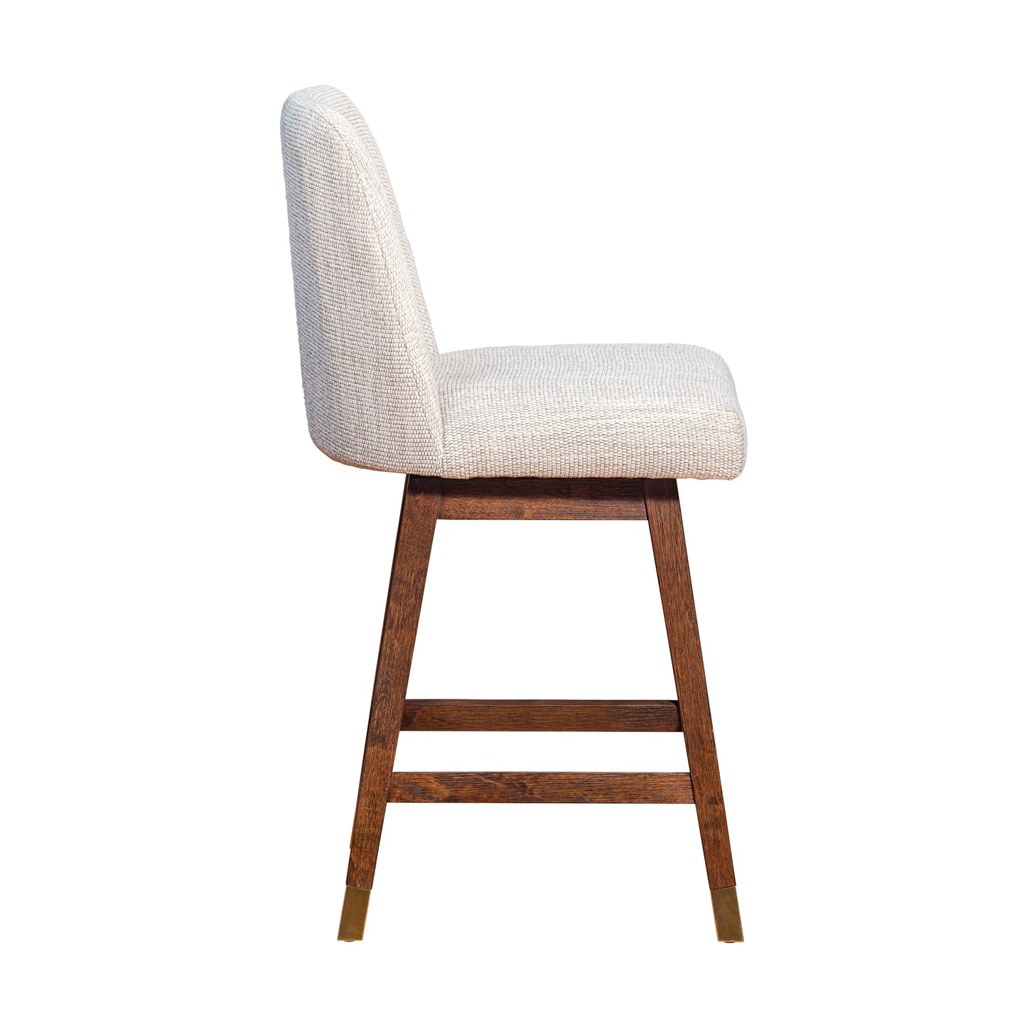 Amalie Swivel Bar and Counter Stool in Oak Wood Finish with Fabric Upholstery