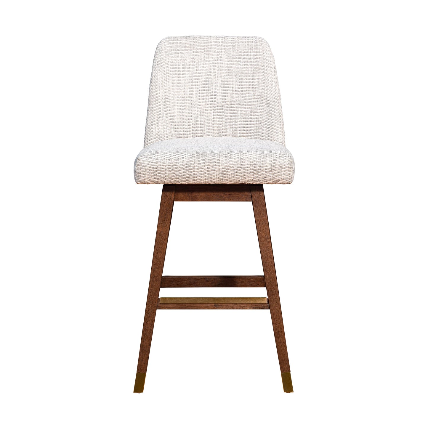 Amalie Swivel Bar and Counter Stool in Oak Wood Finish with Fabric Upholstery