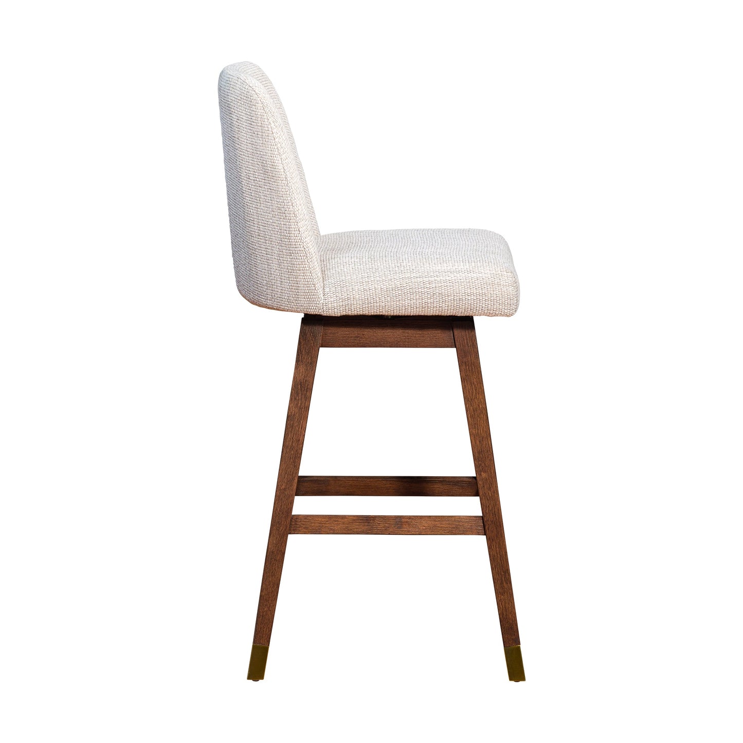 Amalie Swivel Bar and Counter Stool in Oak Wood Finish with Fabric Upholstery