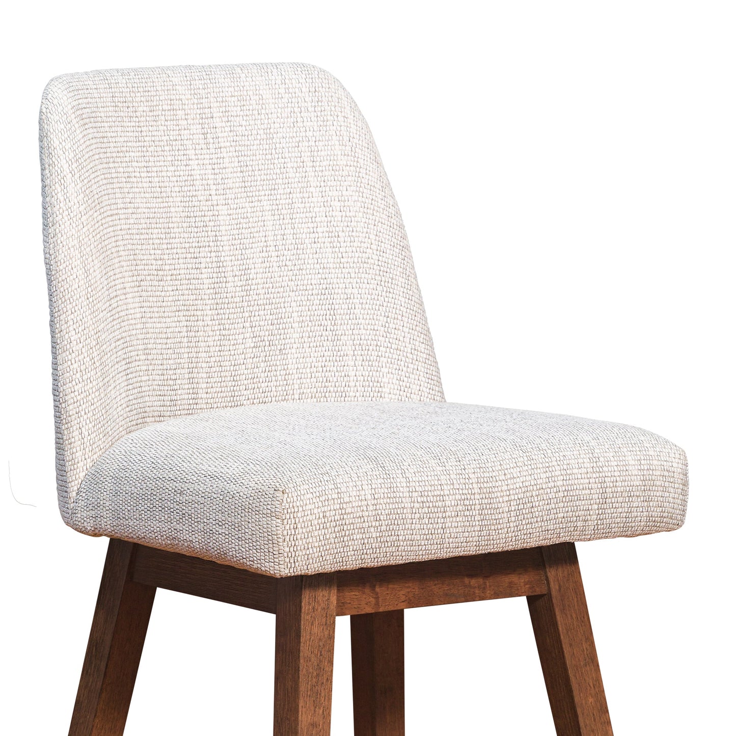 Amalie Swivel Bar and Counter Stool in Oak Wood Finish with Fabric Upholstery