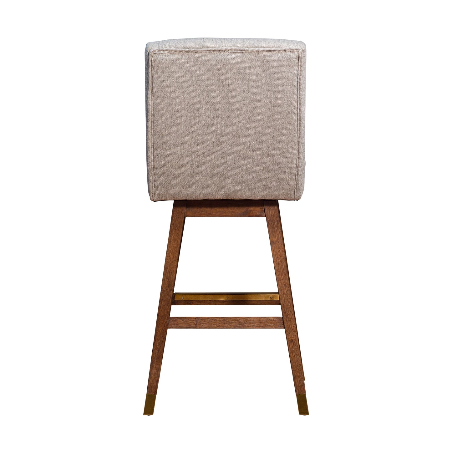 Stancoste Swivel Bar Stool in Brown Oak Wood Finish with Taupe Fabric