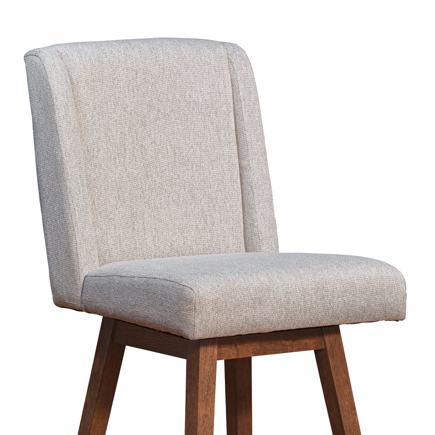 Stancoste Swivel Bar Stool in Brown Oak Wood Finish with Taupe Fabric