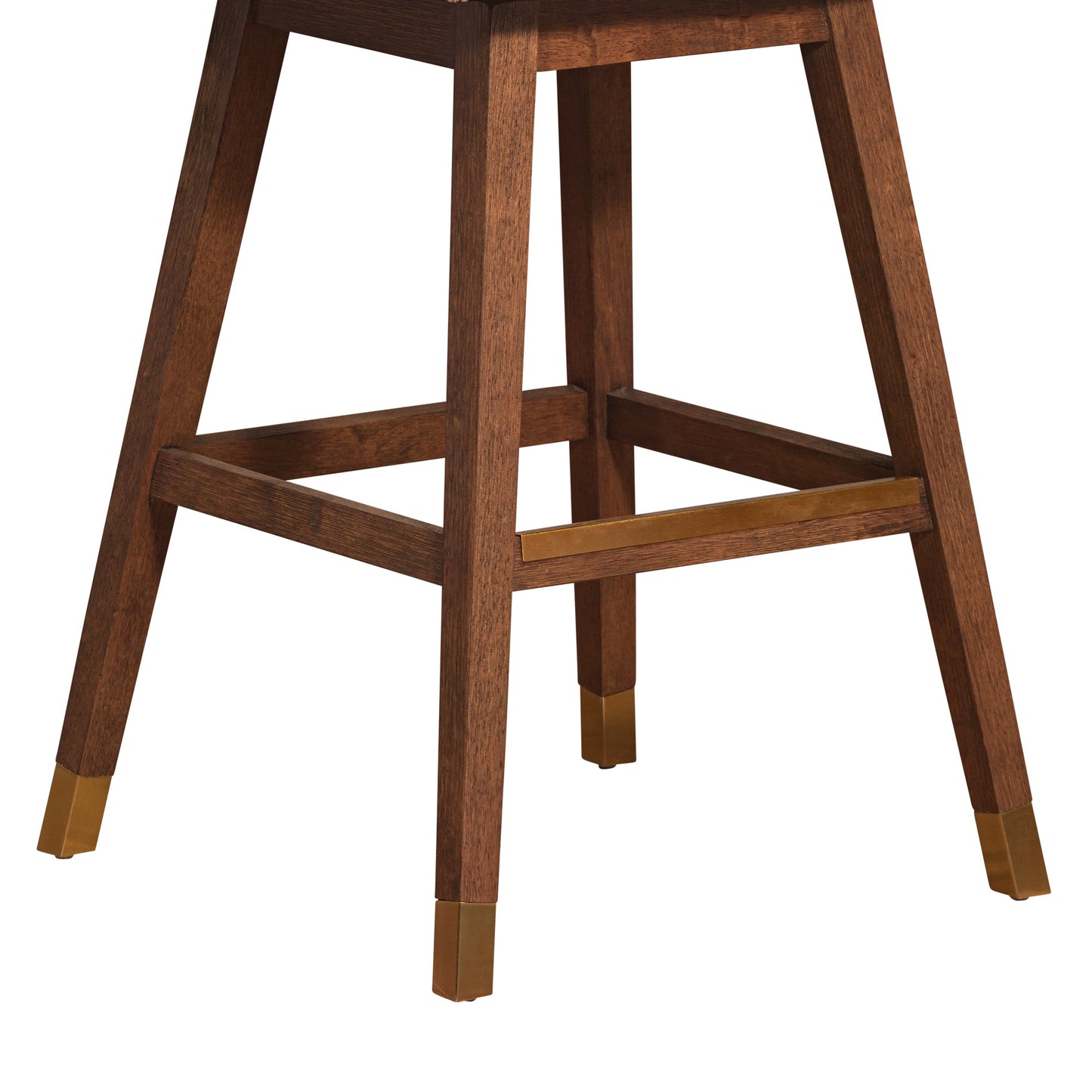 Stancoste Swivel Bar Stool in Brown Oak Wood Finish with Taupe Fabric